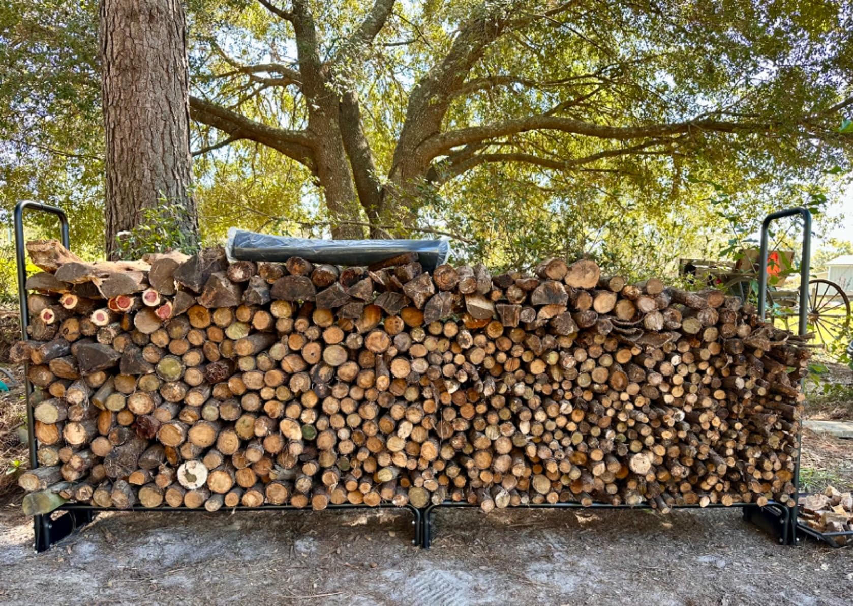 VEVOR 12.7FT Outdoor Firewood Rack with Cover, 152x14.2x46.1in, Heavy Duty Firewood Holder & 600D Oxford Waterproof Cover for Fireplace, Patio, Indoor/Outdoor Log Storage Rack for 3/4 Cord of Firewood customer photo 1