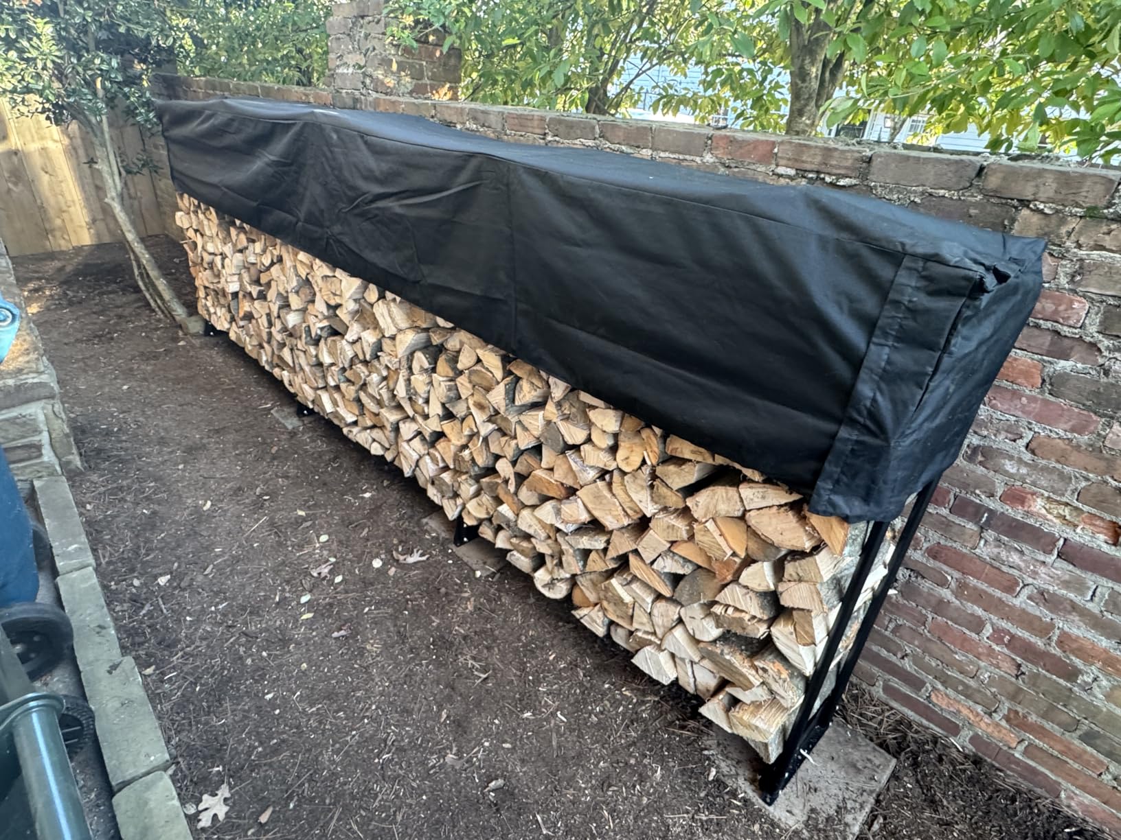 VEVOR 12.7FT Outdoor Firewood Rack with Cover, 152x14.2x46.1in, Heavy Duty Firewood Holder & 600D Oxford Waterproof Cover for Fireplace, Patio, Indoor/Outdoor Log Storage Rack for 3/4 Cord of Firewood customer photo 2