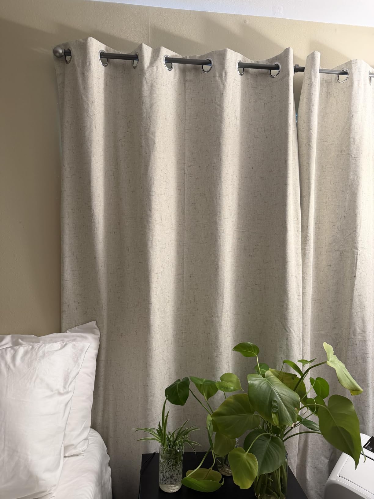 H.VERSAILTEX 100% Blackout Curtains for Bedroom Thermal Insulated Linen Textured Curtains Heat and Full Light Blocking Drapes Living Room Curtains 2 Panel Sets, Cobblestone, 52x84 Inch customer photo 1