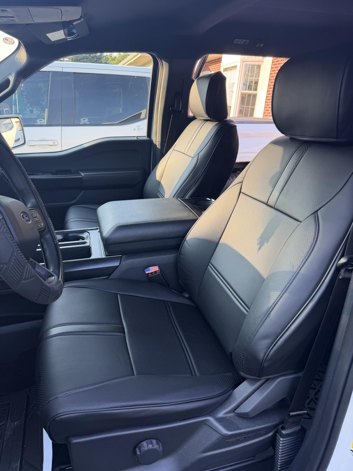 for Ford F150 Seat Covers 2015-2023 2024 2025 2026, Full Set Leather Waterproof Black Trucks Pickup Seat Covers Custom Fit for Ford F150 Accessories, Car Seat Cover for SuperCrew/CrewCab (XL, XLT) customer photo 2