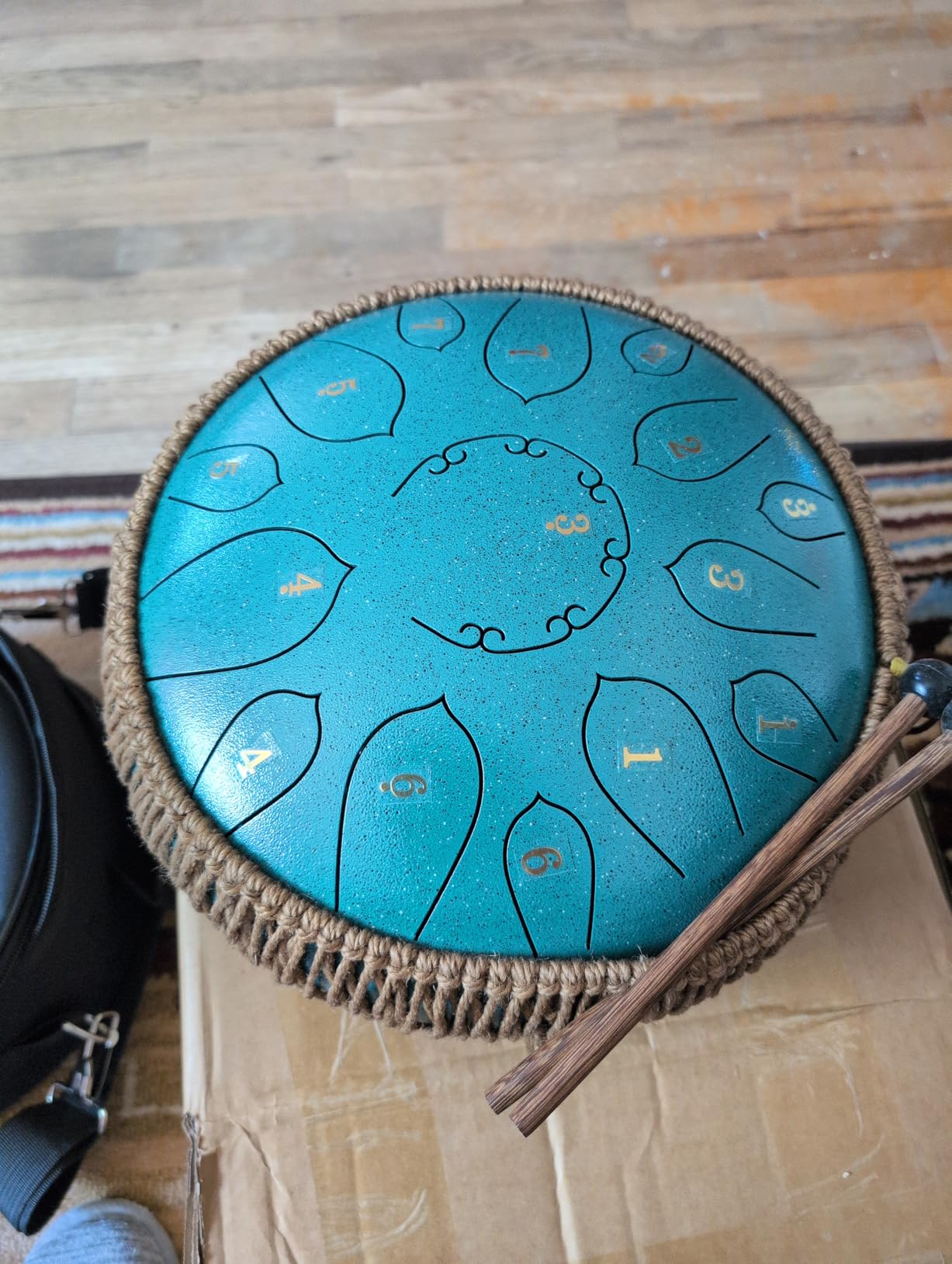 HOPWELL Steel Tongue Drum - 15 Note 12 Inch Tongue Drums - Percussion Instruments - Hand Pan Drum with Music Book, Drum Mallets and Carry Bag, D Major, Navy Blue customer photo 2