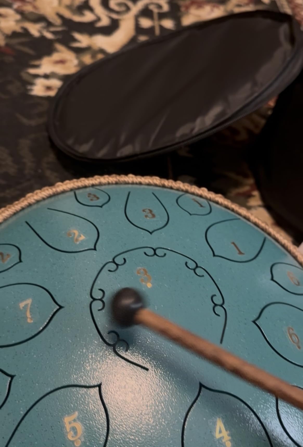 HOPWELL Steel Tongue Drum - 15 Note 12 Inch Tongue Drums - Percussion Instruments - Hand Pan Drum with Music Book, Drum Mallets and Carry Bag, D Major, Malachite Green customer photo 2