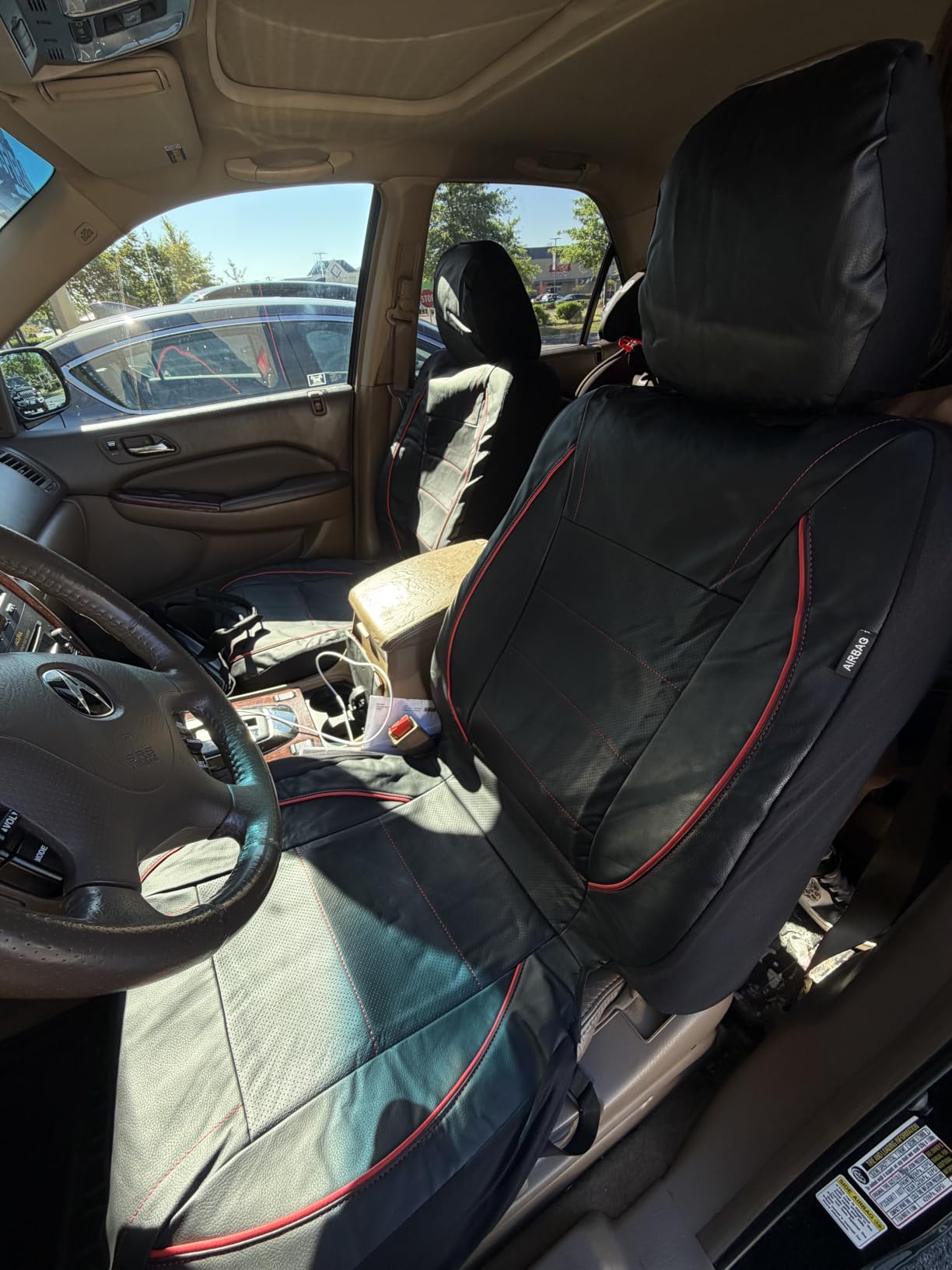 CAR PASS Universal Reflect Piping Leather Car Seat Cover, Fit for suvs, Van, Trucks, Airbag Compatible, Inside Zipper Design and Reserved Opening Holes (Full Set, Black and Grey) customer photo 2