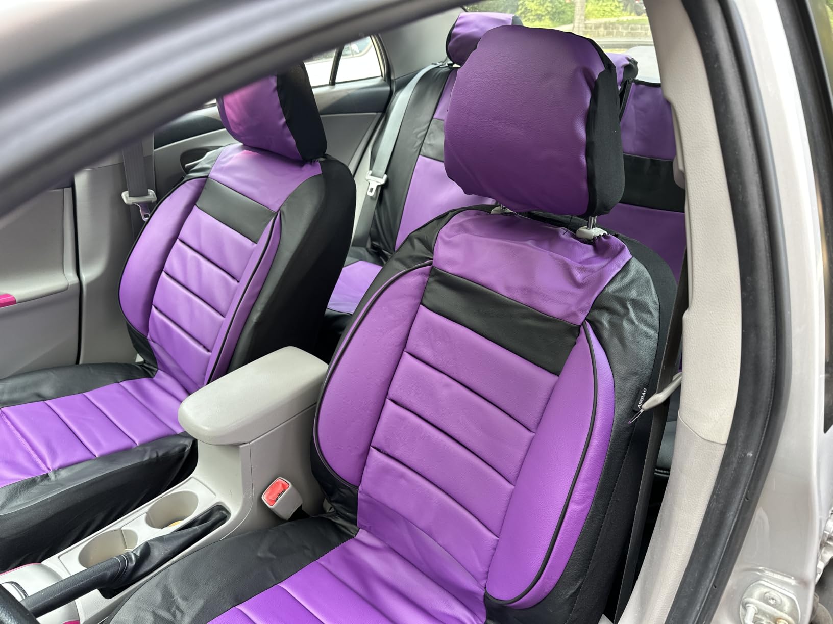 CAR PASS Faux Leather Car Seat Covers Front Seats Only, 3D Foam Support Car Seat Covers, Universal fit for Trucks Vans SUVs Sedans Automotive Comfortable, Airbag Compatible 2 Pieces Front Solid Black customer photo 1