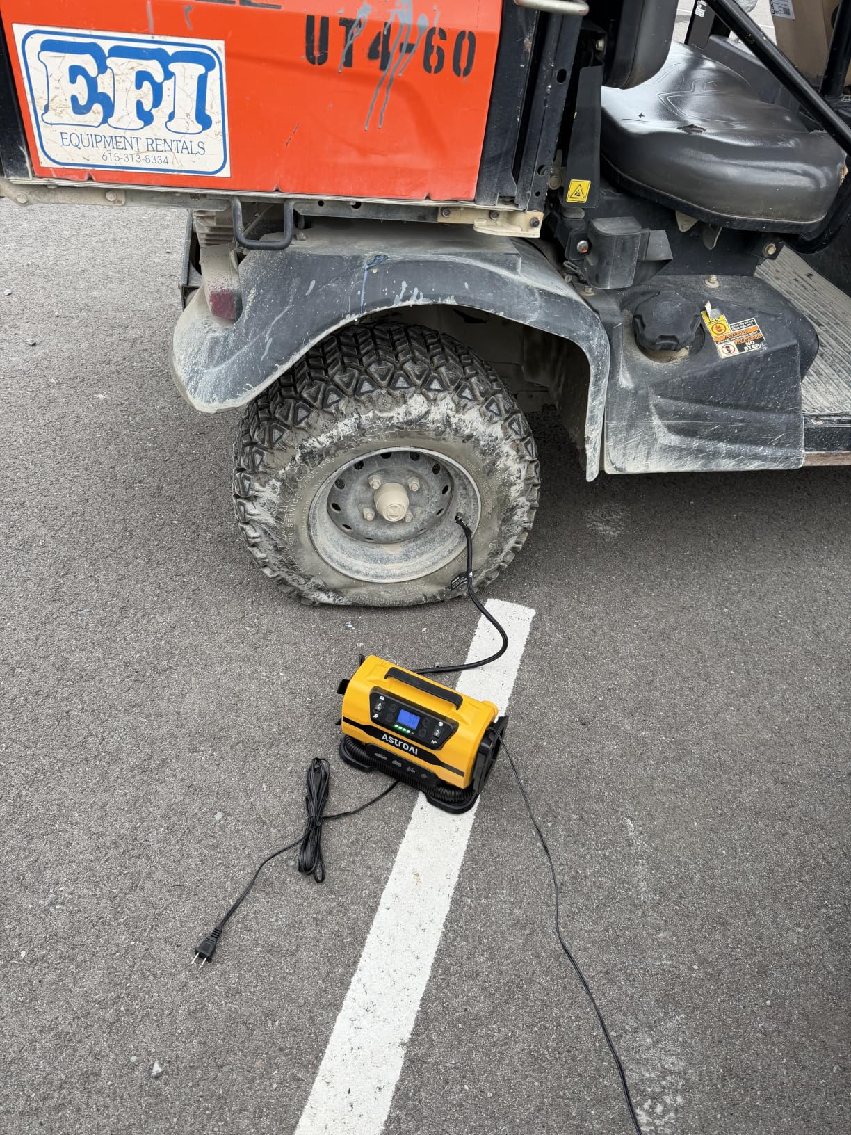 AstroAI Tire Inflator Portable Air Compressor, 12V DC/120V AC Dual Power | Fast-Inflating Air Pump with Dual Metal Motors, 150PSI Digital Gauge for Car, SUV, Bike Tires & Air Mattresses, Yellow customer photo 1