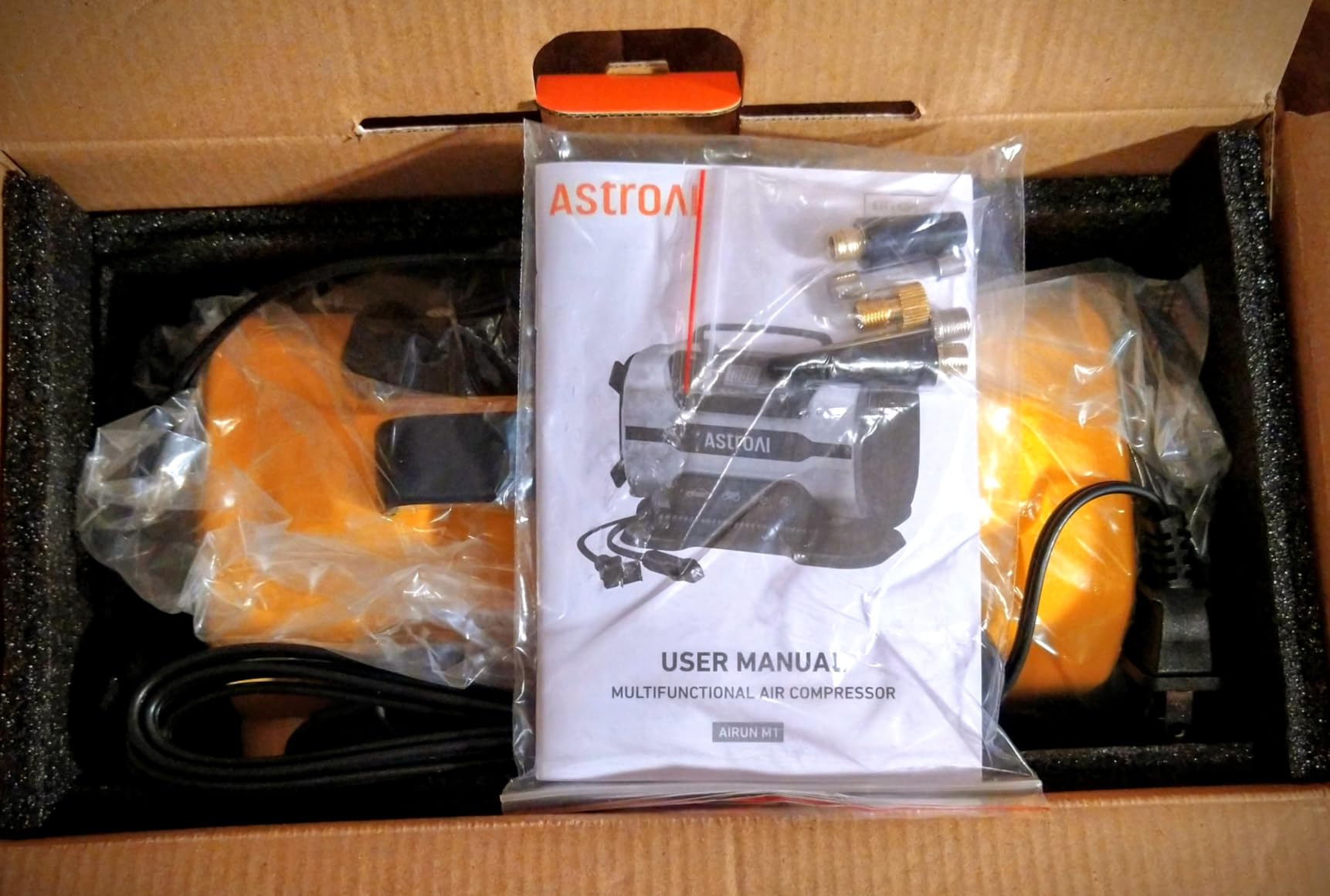 AstroAI Tire Inflator Portable Air Compressor, 12V DC/120V AC Dual Power | Fast-Inflating Air Pump with Dual Metal Motors, 150PSI Digital Gauge for Car, SUV, Bike Tires & Air Mattresses, Yellow customer photo 2