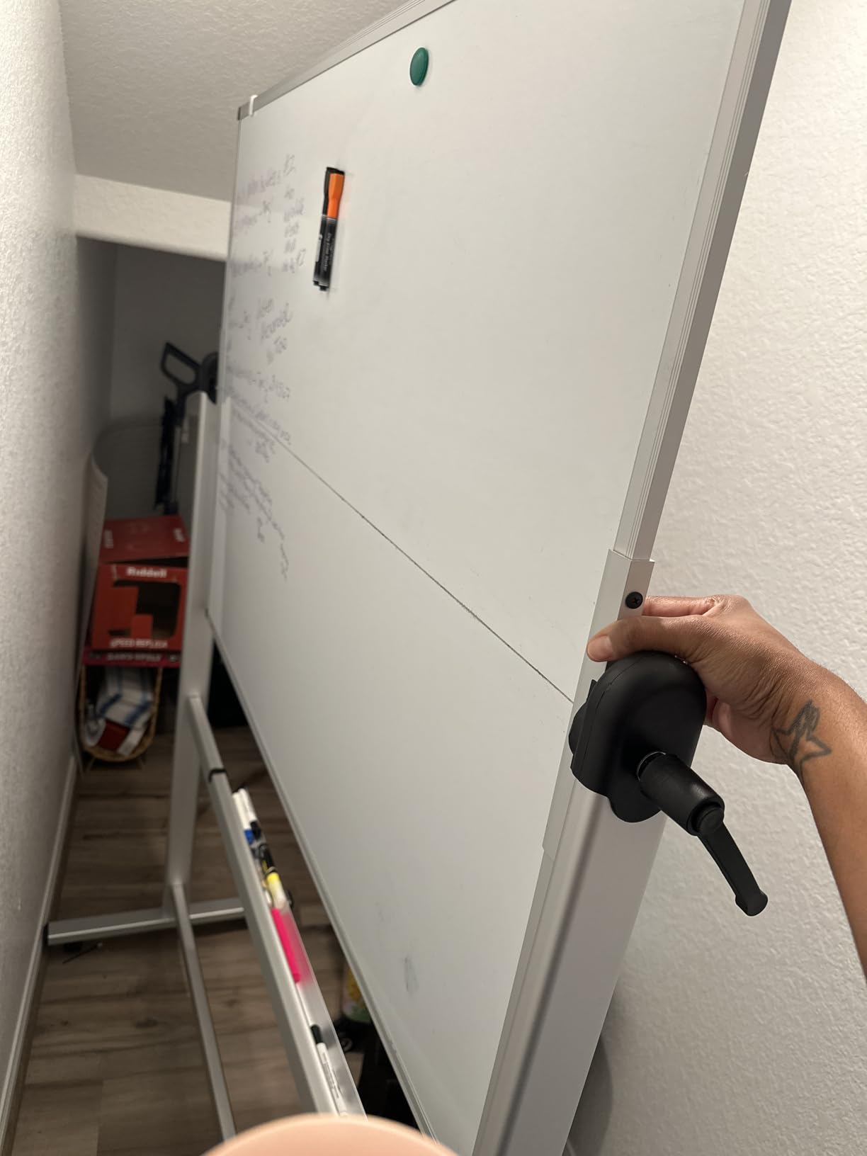 VIZ-PRO Double-Sided Mobile Whiteboard, 72 x 48 Inches, Magnetic Rolling Dry Erase White Board on Wheels with Aluminium Frame and Stand 6' x 4' customer photo 2