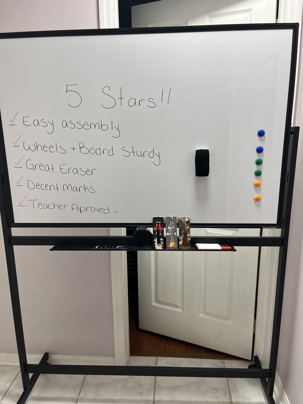 Large Rolling Whiteboard - Dry Erase Magnetic 48 x 32 Inches White Board Height Adjust Double Sides Mobile Portable Easel on Wheels, Dry Erase Board with Stand for Office, Home & Classroom customer photo 1