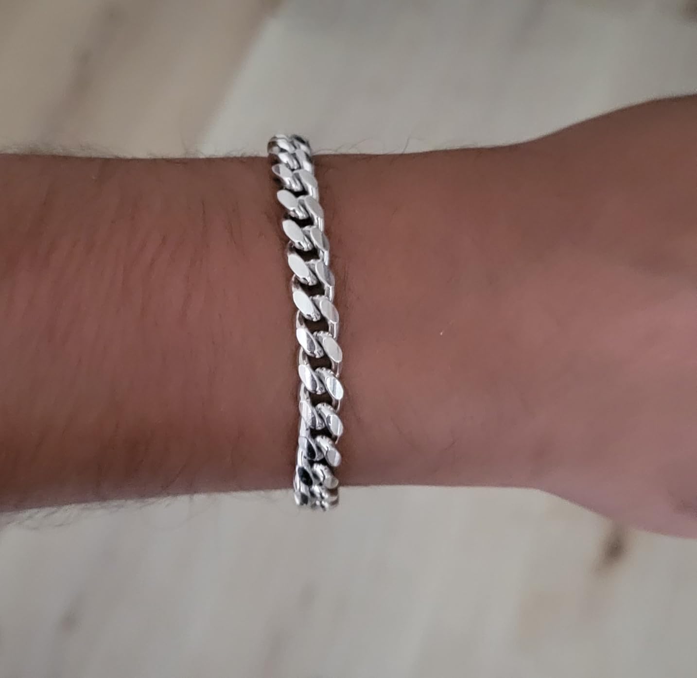 Miabella Italian Thick 925 Sterling Silver Cuban Link Chain Bracelet Men | 3.2mm, 5mm, 7mm, Solid Curb, Fine Jewelry, Made in Italy customer photo 1