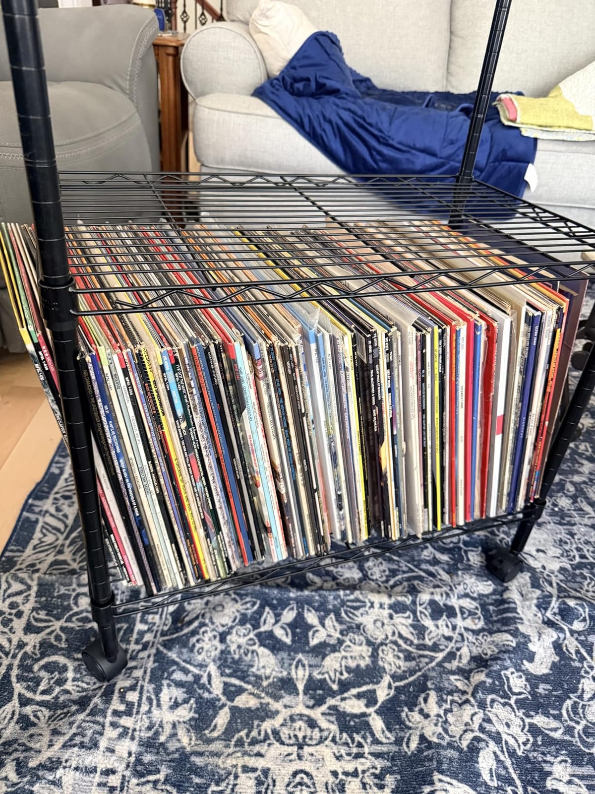 RUILALIFE 2-Tier Vinyl Record Storage Holder With Dividers, 200 LPs Albums Storage Rack Shelf, Steel Music Records Display Shelf Organizer customer photo 1
