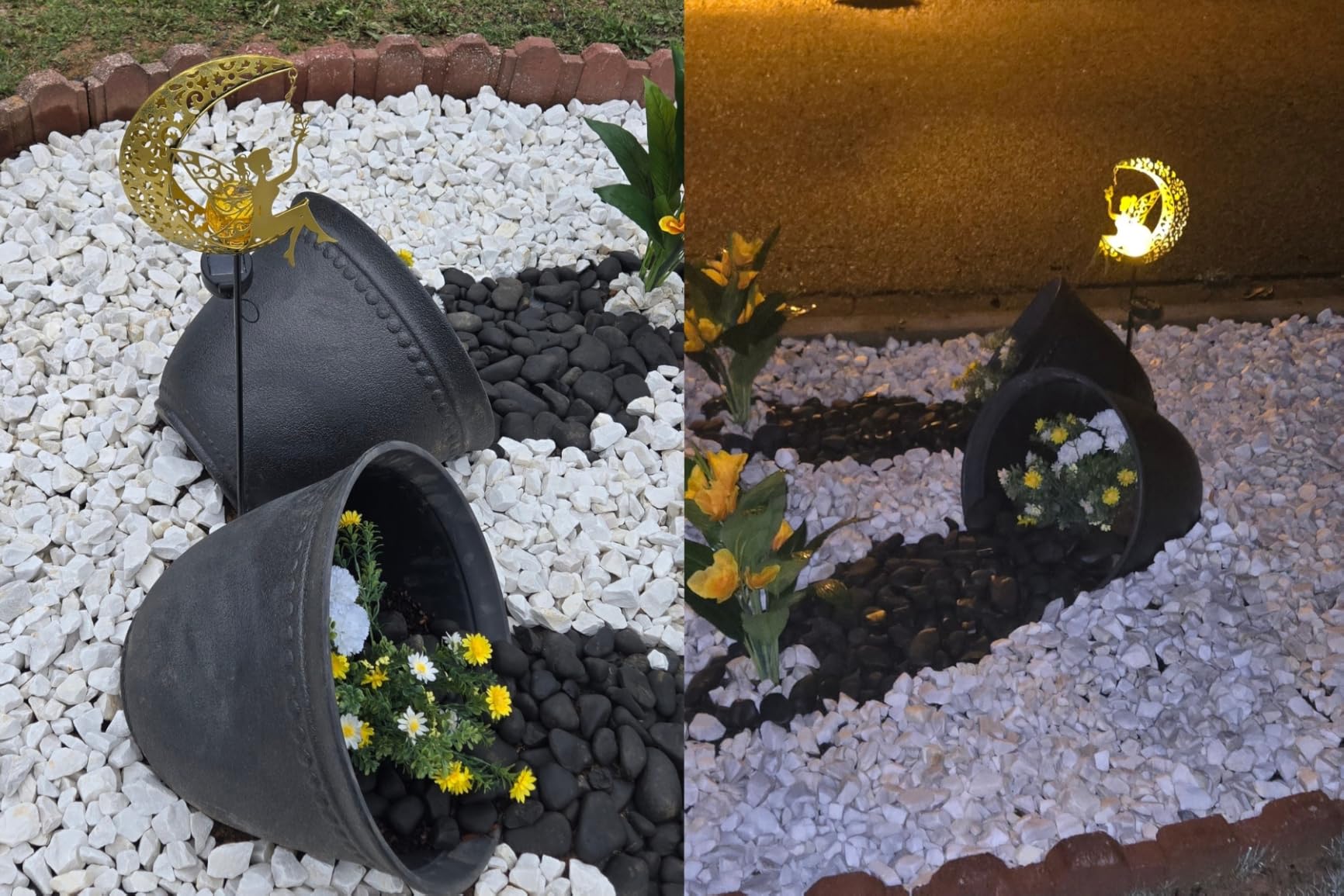 Vuees Solar Fairy Moon Garden Stake Light, Outdoor Yard Patio Decor Gift | Auto dusk glow; no wiring; rust-resistant metal; warm patterned reflections; pathway, lawn and backyard accent customer photo 2