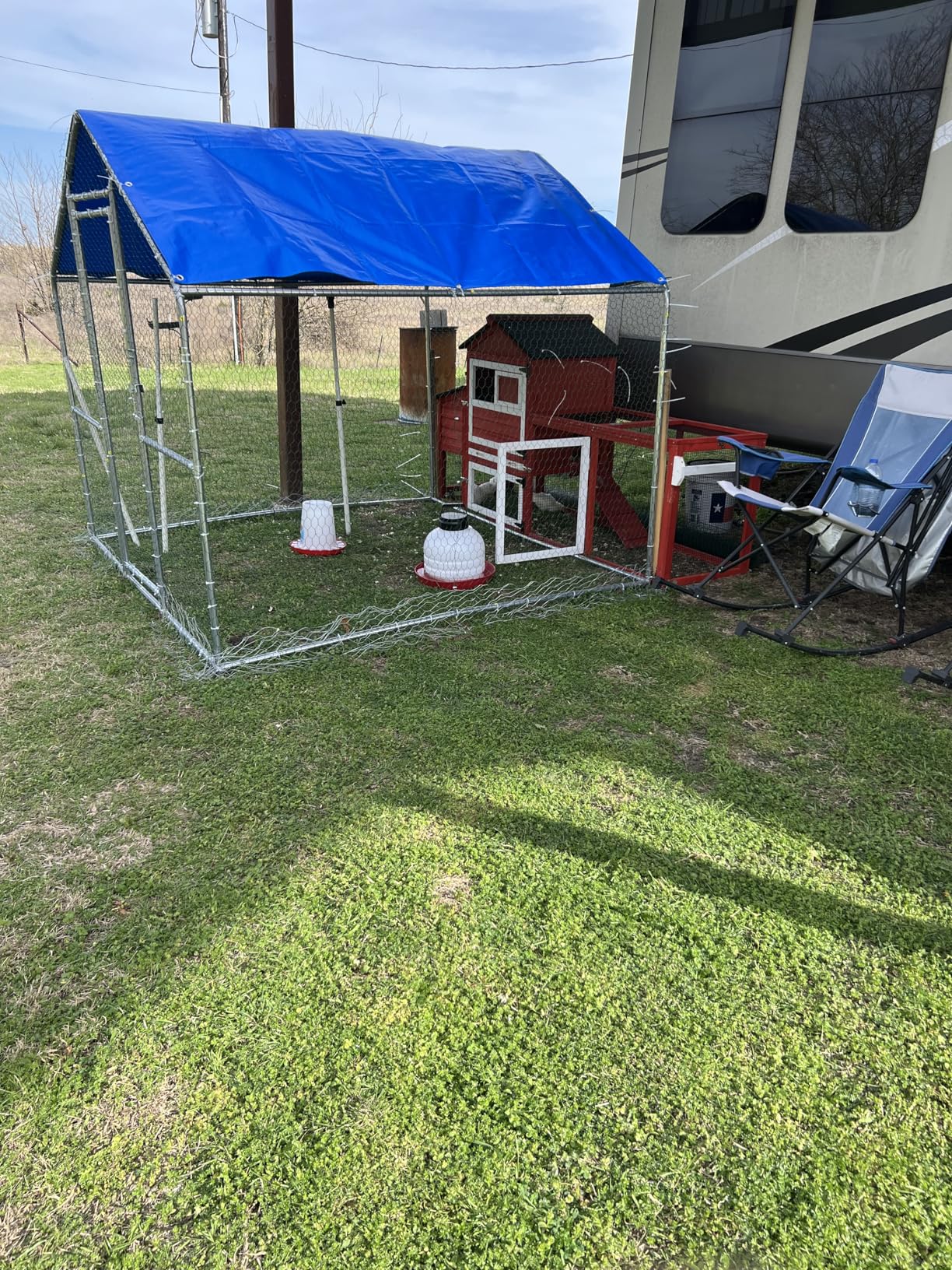 Sino Luban Large Metal Chicken Coop Run for 10 Chickens/Ducks, Chicken Runs for Yard with Waterproof Cover, Chicken Enclosure Chicken Pen Outdoor, Walk-in Poultry Cage (Upgrade wall Support Brace) customer photo 2