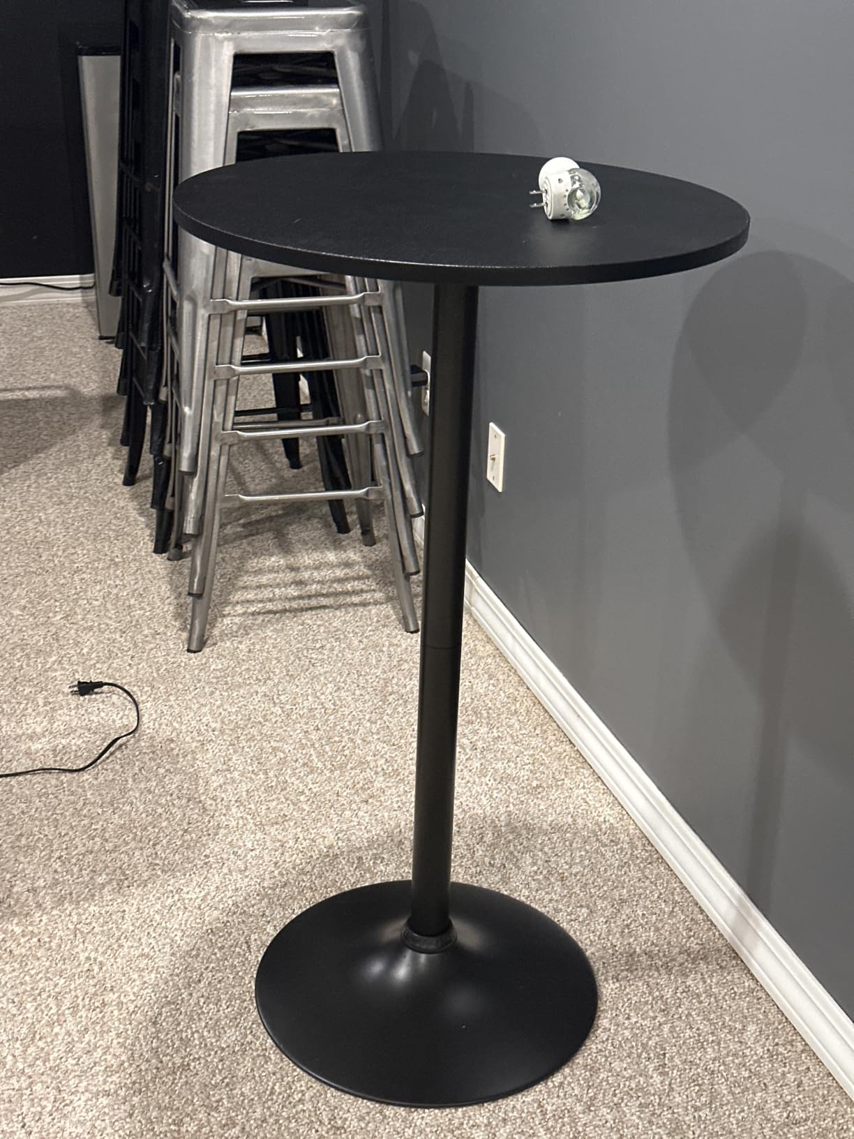 Furmax Bistro Pub Table 2 Pack Round Bar Height Cocktail Table Metal Base MDF Top Obsidian with Black Leg 23.8-Inch Top, 39.5-Inch Height (Black) customer photo 2