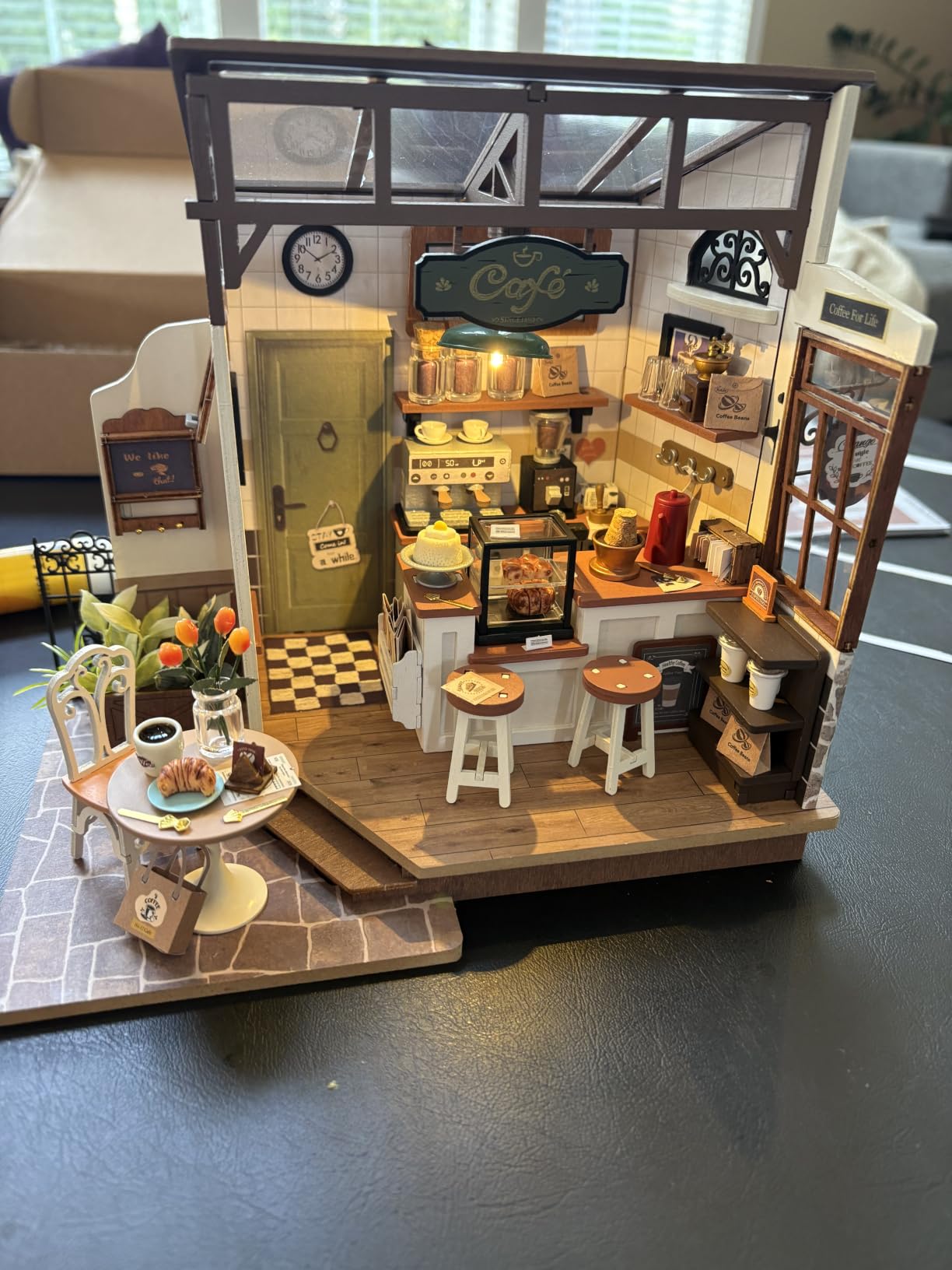 Rolife Coffee Shop DIY Miniature House Kit with LED Light | 183 Pcs Coffee 3D Wooden Puzzle Model Kit for Beginner, 1:18 Scale Therapeutic Craft Diorama for Adult Home Decor & Gift customer photo 1