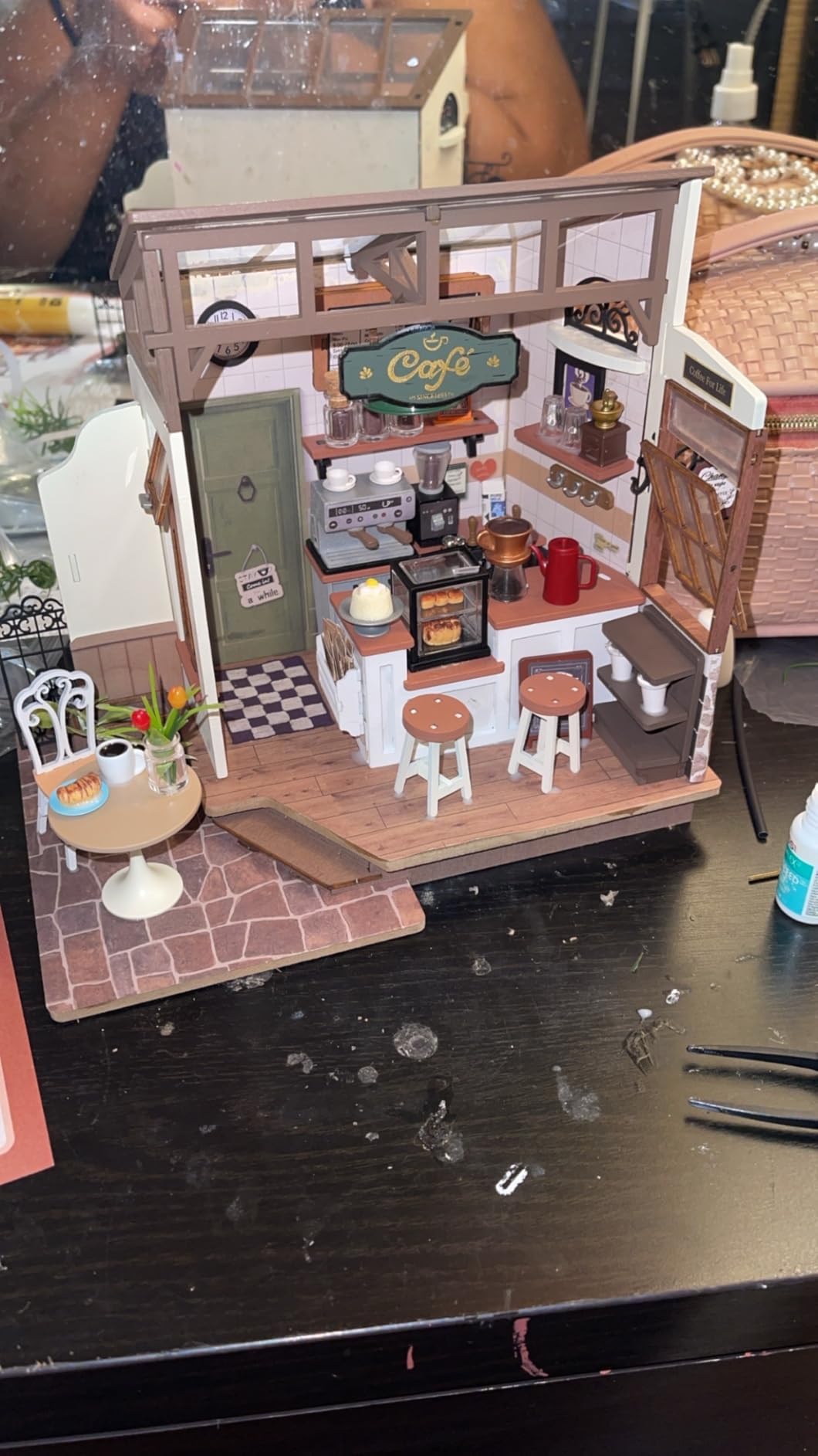 Rolife Coffee Shop DIY Miniature House Kit with LED Light | 183 Pcs Coffee 3D Wooden Puzzle Model Kit for Beginner, 1:18 Scale Therapeutic Craft Diorama for Adult Home Decor & Gift customer photo 2