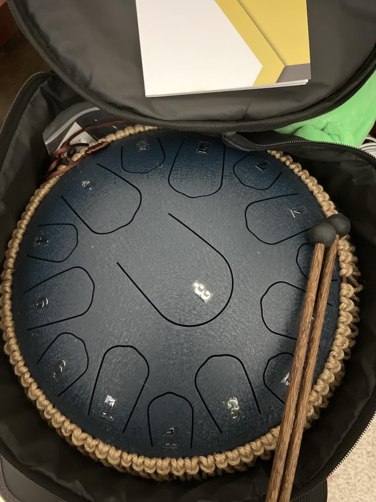 HOPWELL Steel Tongue Drum - 13 Inches 15 Notes Tongue Drum - Hand Pan Drum with Music Book, Handpan Drums Mallets and Carry Bag, D Major (Navy Blue) customer photo 1
