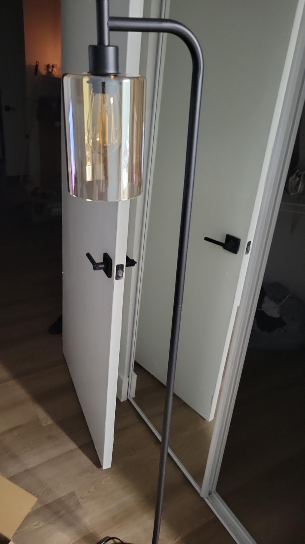 Ziisee Industrial Floor Lamp with Glass Shade - Black, LED Bulbs, Foot Pedal Switch, Easy Assembly customer photo 2