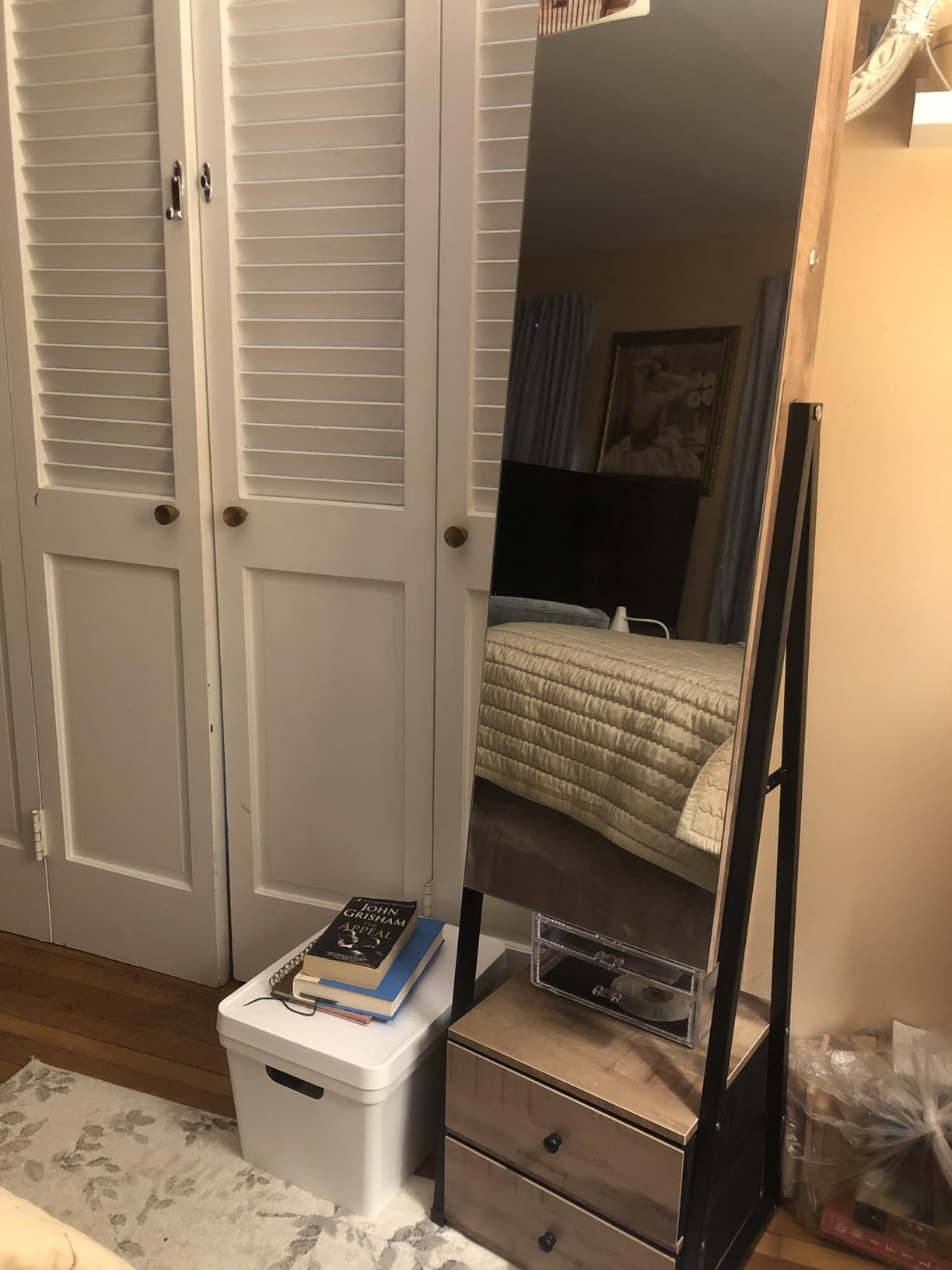 Nicetree Jewelry Cabinet Armoire with 2 Drawers, Lockable Standing Jewelry Mirror Cabinet, Full Length Mirror with Jewelry Storage, Rustic Brown customer photo 2