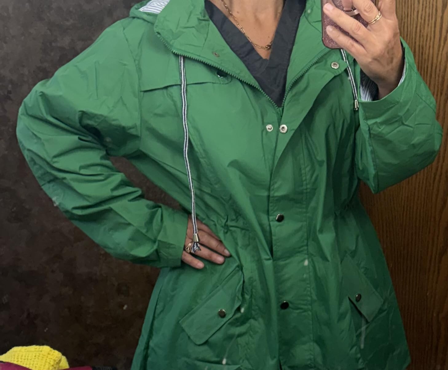 Rain Jacket Women Striped Lined Hooded Lightweight Raincoat Outdoor Waterproof Windbreaker customer photo 1