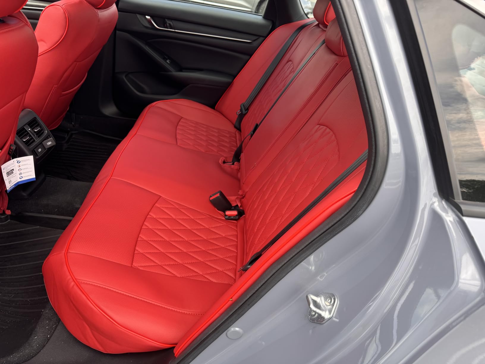 EKR Seat Covers for Honda Accord 2023 2024 2025 2026 LX(Rear Row W/Solid Backrest) Leather Car Seat Cover,Waterproof Car Seat Protectorss,Trucks Seat Covers Full Set(Red) customer photo 1