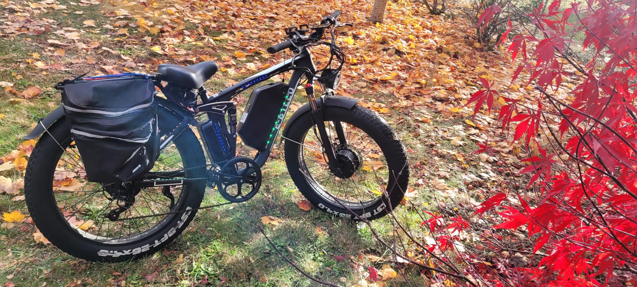 9000W Peak Electric Bike for Adults, 52V 32AH Dual Motor E-Bike, Up to 110Mile & 50MPH All-Terrain Fat Tires Full Suspension 24/26