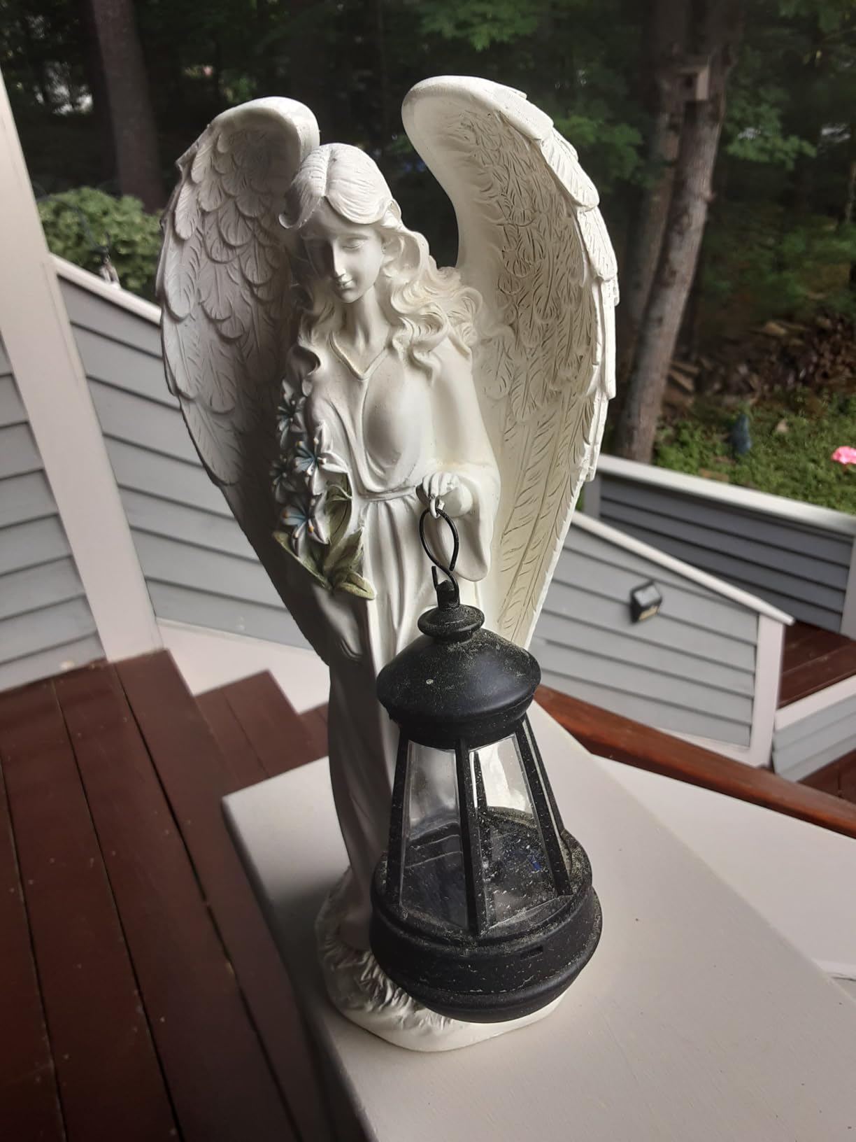 VChymm Solar Angel Outdoor Garden Decor Statues - 13.2 inches Solar Outdoor Sculptures for Outside Yard Art Patio Balcony Front Lawn Ornaments Gifts for Mom Grandma Women customer photo 2