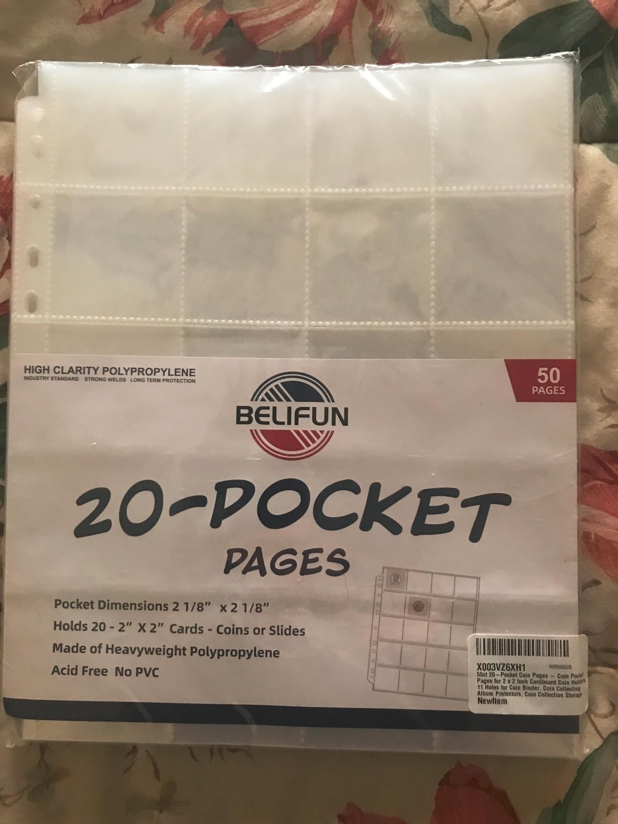 50ct 20-Pocket Coin Pages - Coin Pocket Pages for 2 x 2 Inch Cardboard Coin Holders, 11 Holes for Coin Binder, Coin Collecting Album Protectors, Coin Collection Storage customer photo 2