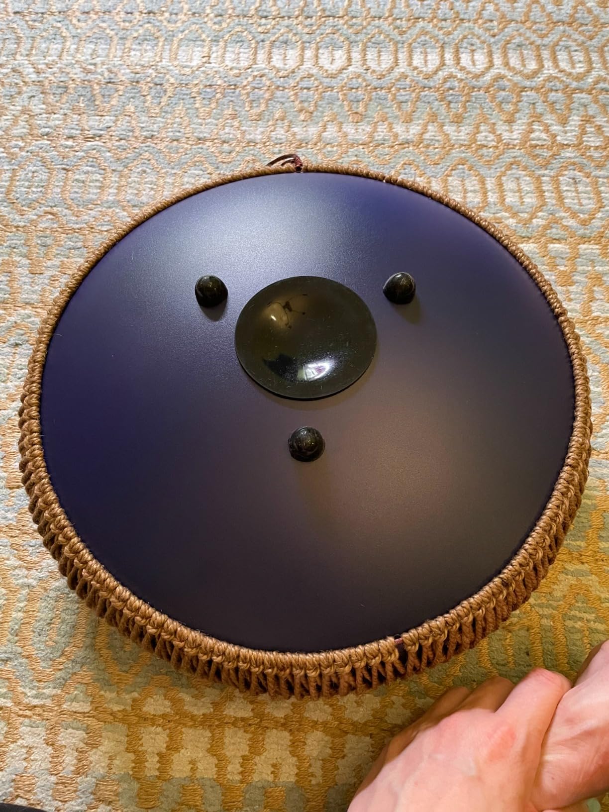 Steel Tongue Drum - 14 Inch 15 Note Tongue Drum - Hand Pan Drum with Music Book, Handpan Mallets and Carry Bag, C Major, Navy Blue customer photo 2