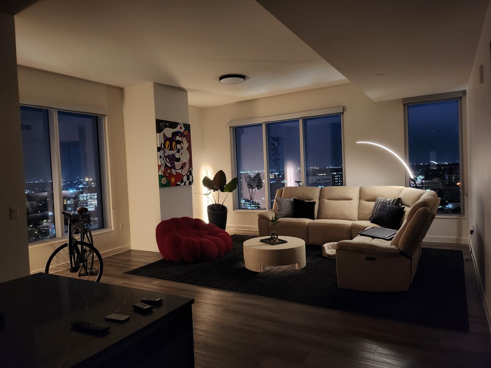 Dimmable LED Lamps for Living Room with 3 Color Temperatures, Ultra Bright 2000LM Arc Floor Lamps, Modern Standing Tall Lamp with Remote Control Reading Floor Lamp for Bedroom Office Classroom customer photo 1