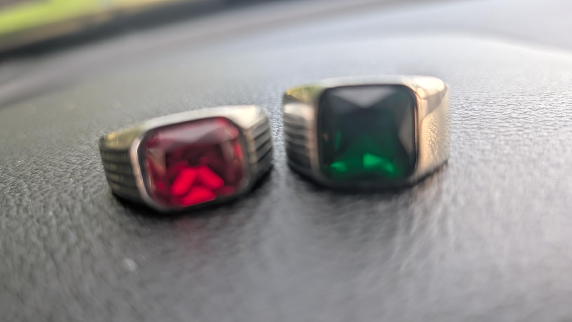 Chunky Signet Ring for Men, Stainless Steel/Black Ring Synthetic Gemstone Band Ring Biker Ring for Men customer photo 1