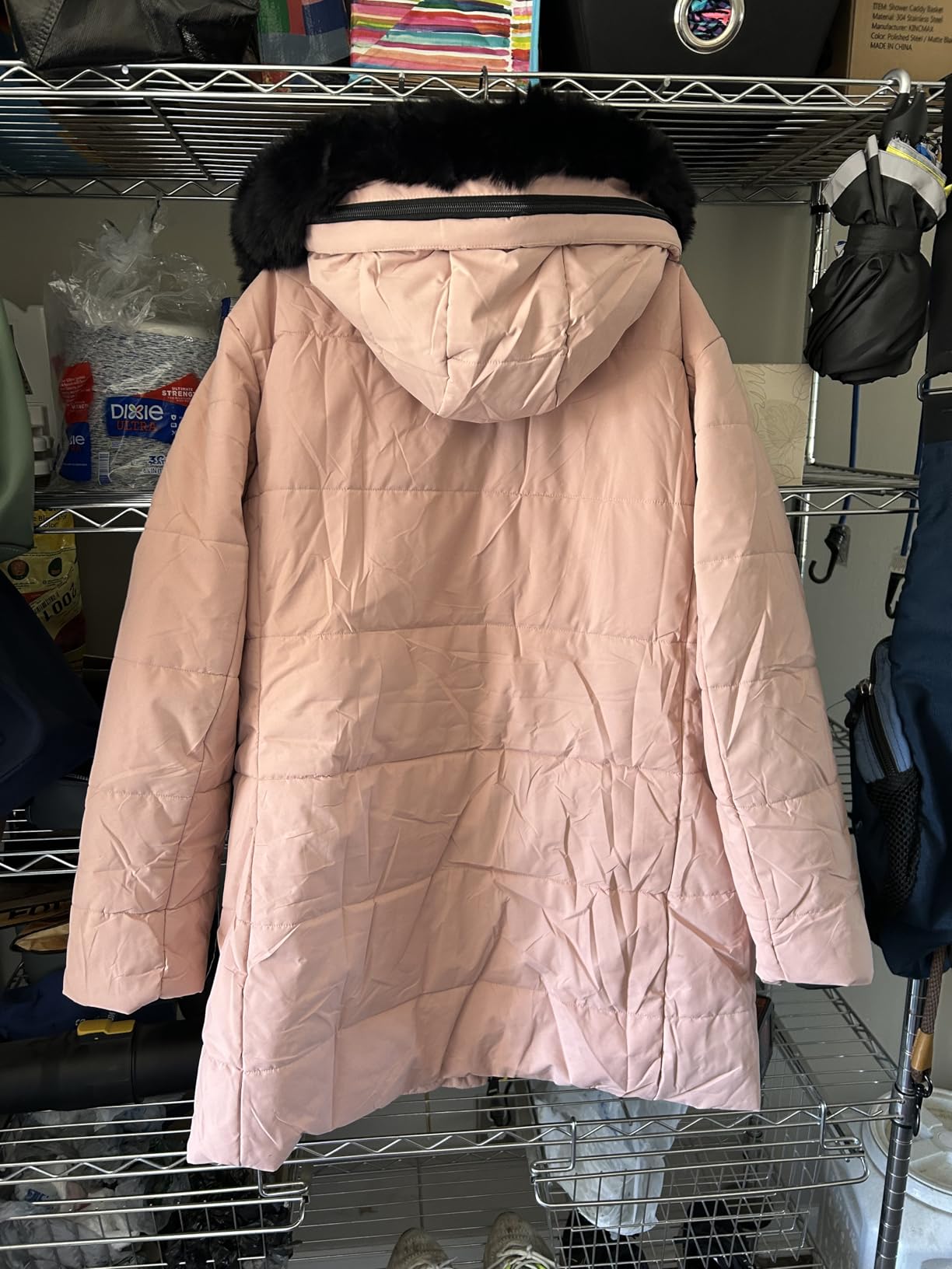 MOERDENG Women's Winter Puffer Coat Thicken Fleece Lined Down Jacket Waterproof Faux Fur Detachable Hooded Parka customer photo 2