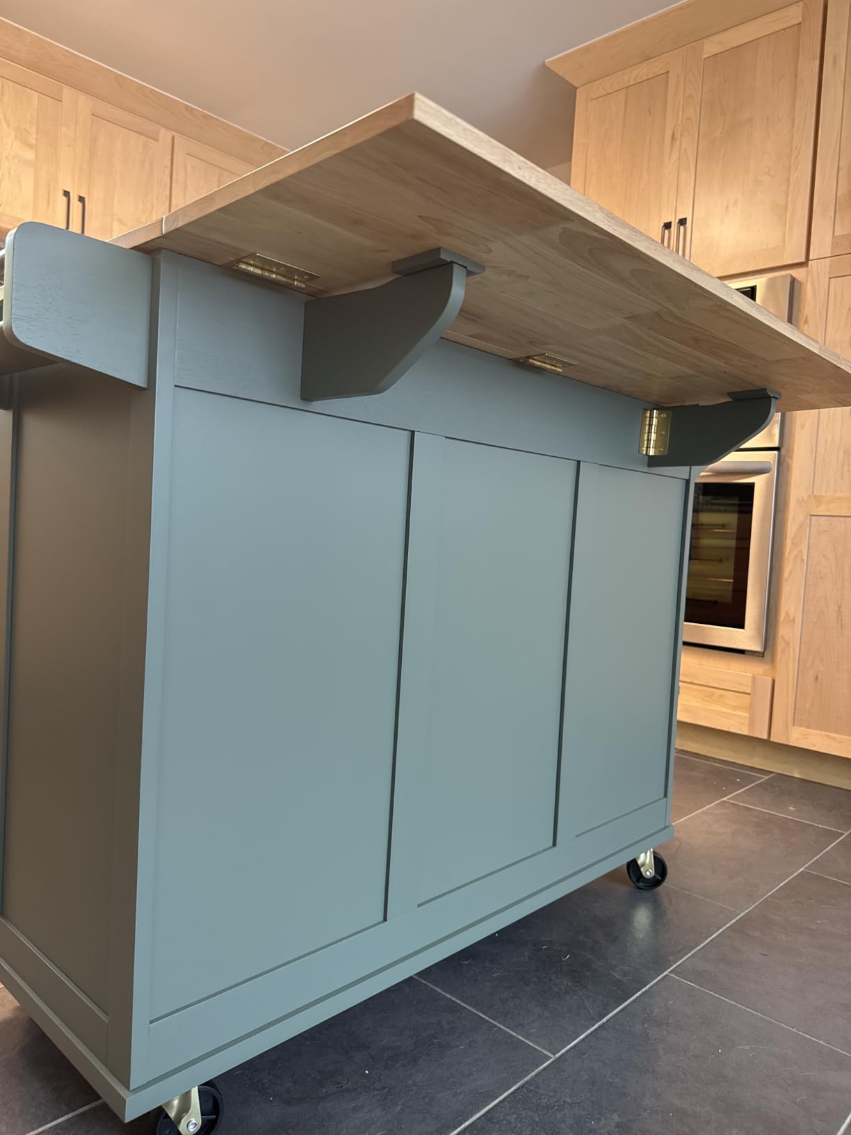 Homestyles Mobile Kitchen Island Cart with Wood Top and Dropleaf Breakfast Bar, 18