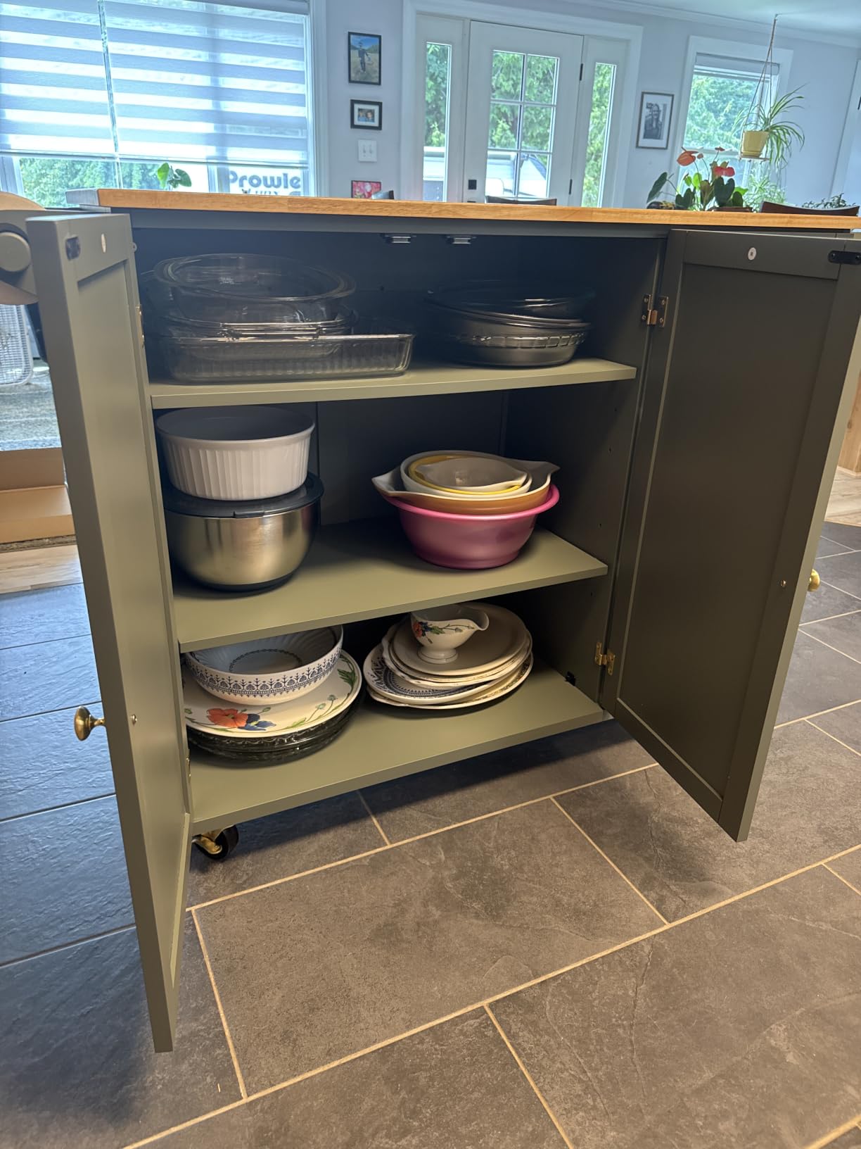 Homestyles Mobile Kitchen Island Cart with Wood Top and Dropleaf Breakfast Bar, 18