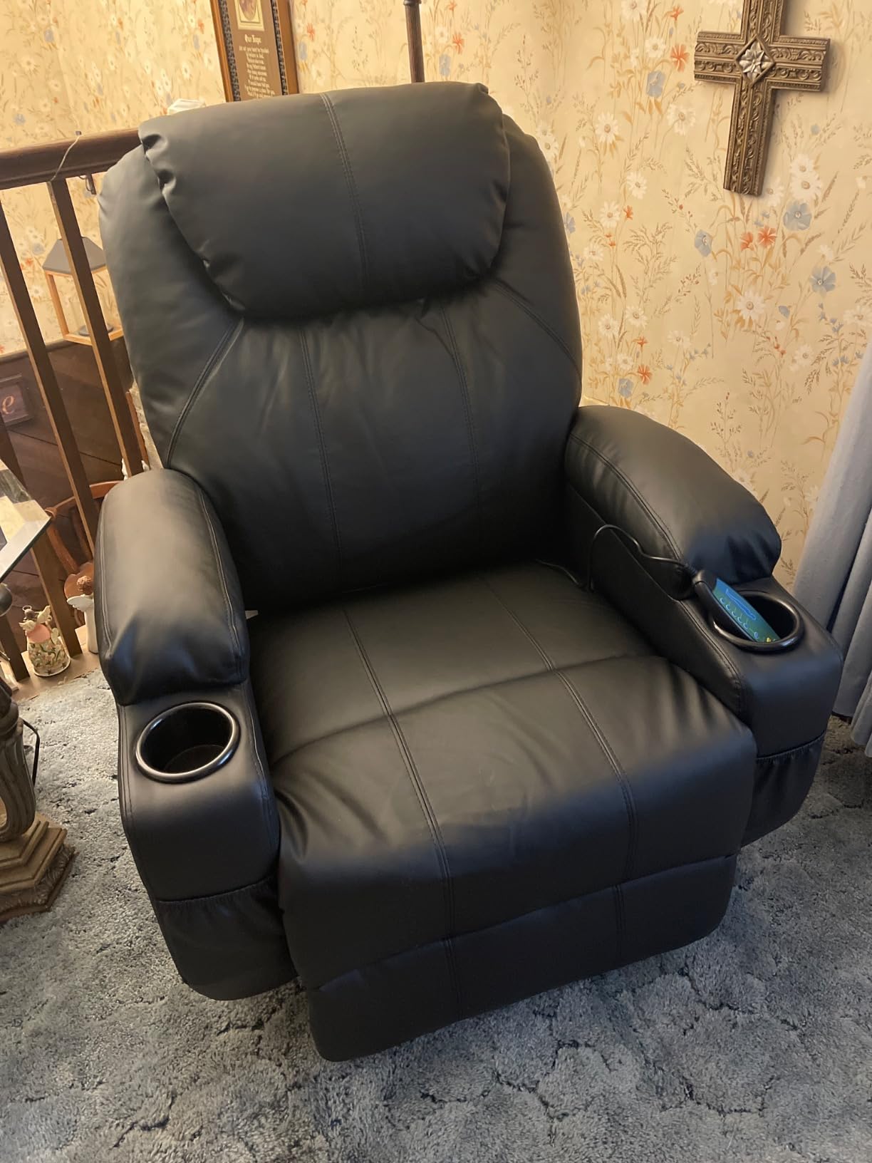 Korser Recliner Chair, Rocking Chair with Massage and Heat, 360° Swivel Recliner Chairs for Adults, Rocker Manual Recliner with Remote Control and Cup Holder for Living Room, Bedroom, Nursery customer photo 2