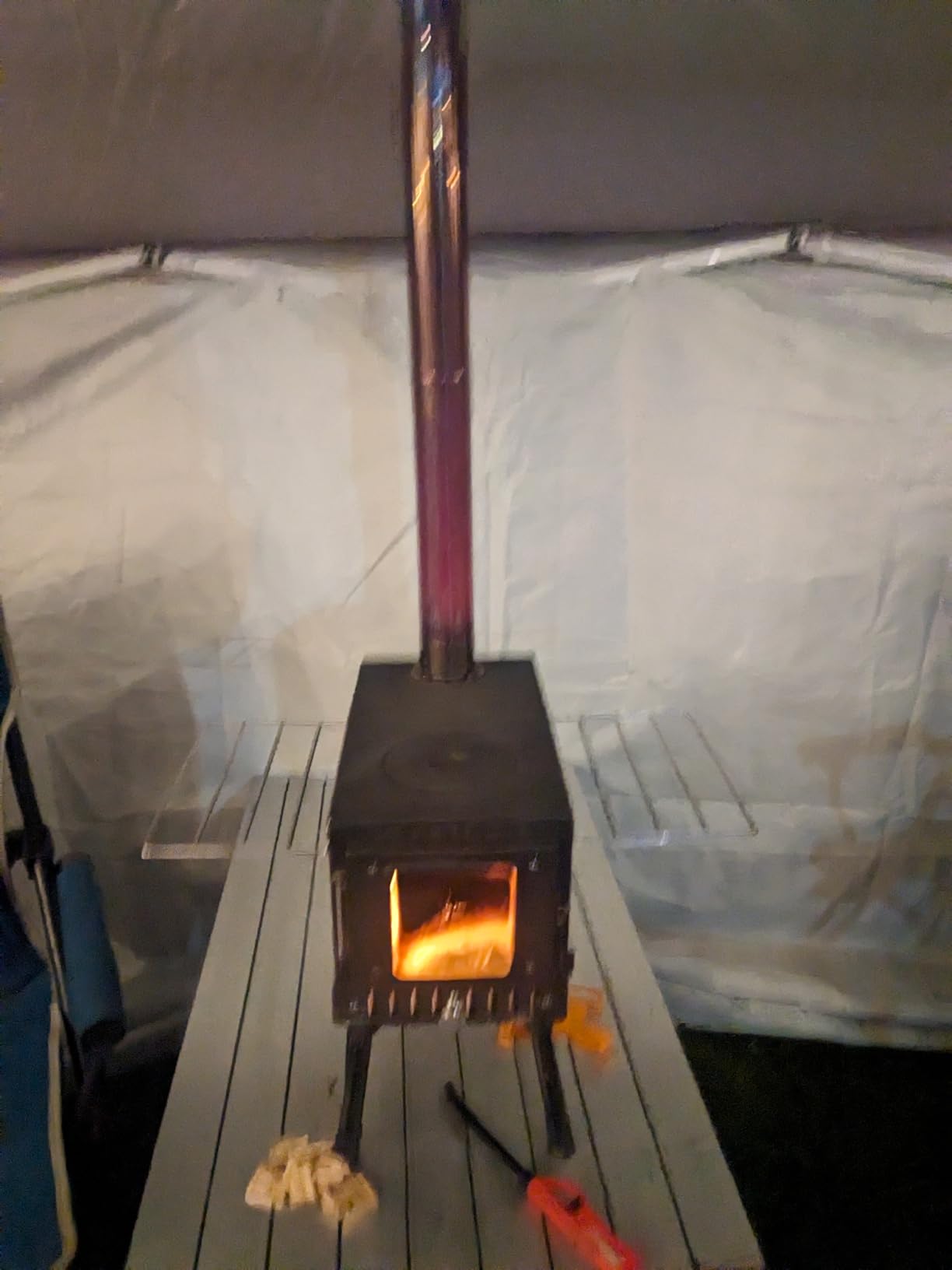 Huskfirm Wood Burning Stove, Folding Tent Stove for Heating | Portable Wood Stove for Tent, Cooking, Courtyard, Camping Stove include Chimney Pipes and Spark Arrestor customer photo 1