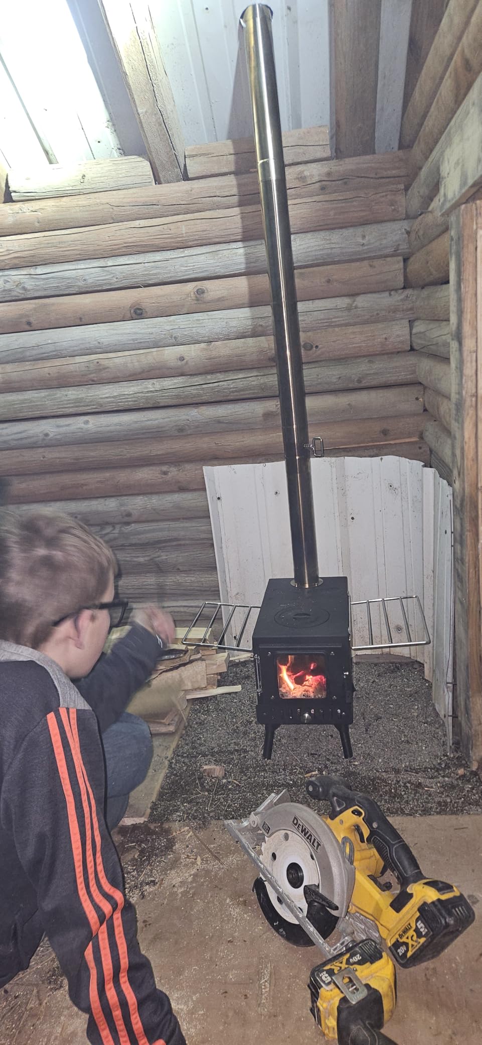 Huskfirm Wood Burning Stove, Folding Tent Stove for Heating | Portable Wood Stove for Tent, Cooking, Courtyard, Camping Stove include Chimney Pipes and Spark Arrestor customer photo 2