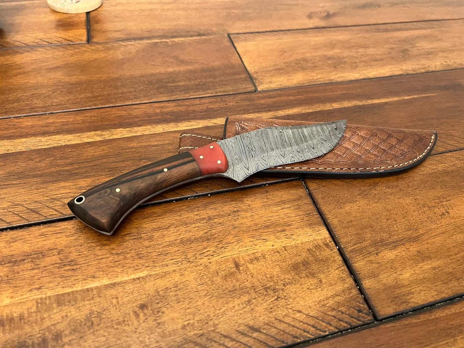 Damascus Knife Making Kit DIY Handmade Knife Kit Includes Knife Blank Knife Steel Blade, Pins, Knife with Sheath, Handle Scales for Knife Making Supplies, Knife Steel (DAMASCUS KIT) customer photo 1
