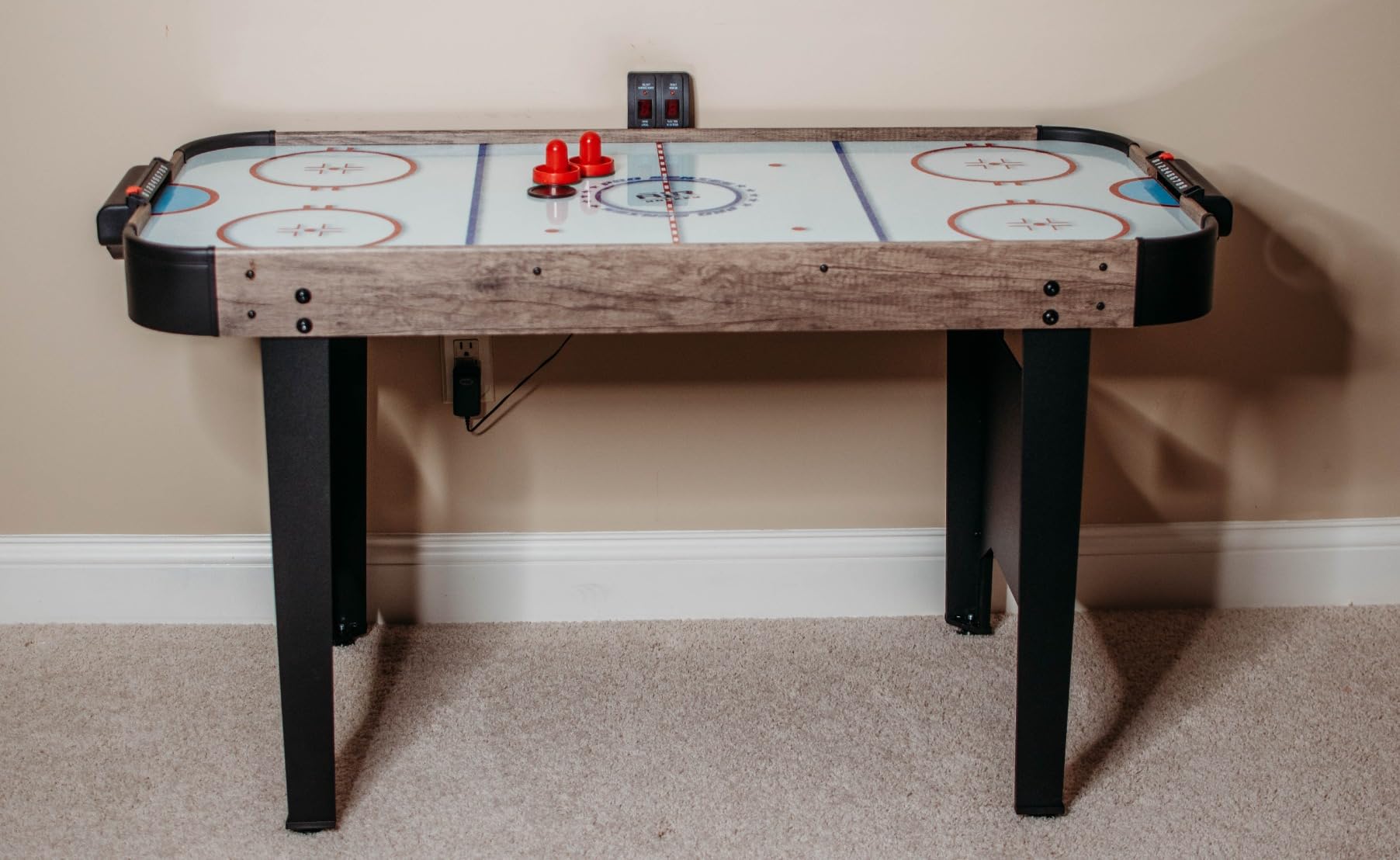 GoSports 48 Inch Air Hockey Arcade Table - Oak or Black - Includes 2 Pushers, 3 Pucks, AC Motor, and LED Scoreboard customer photo 2