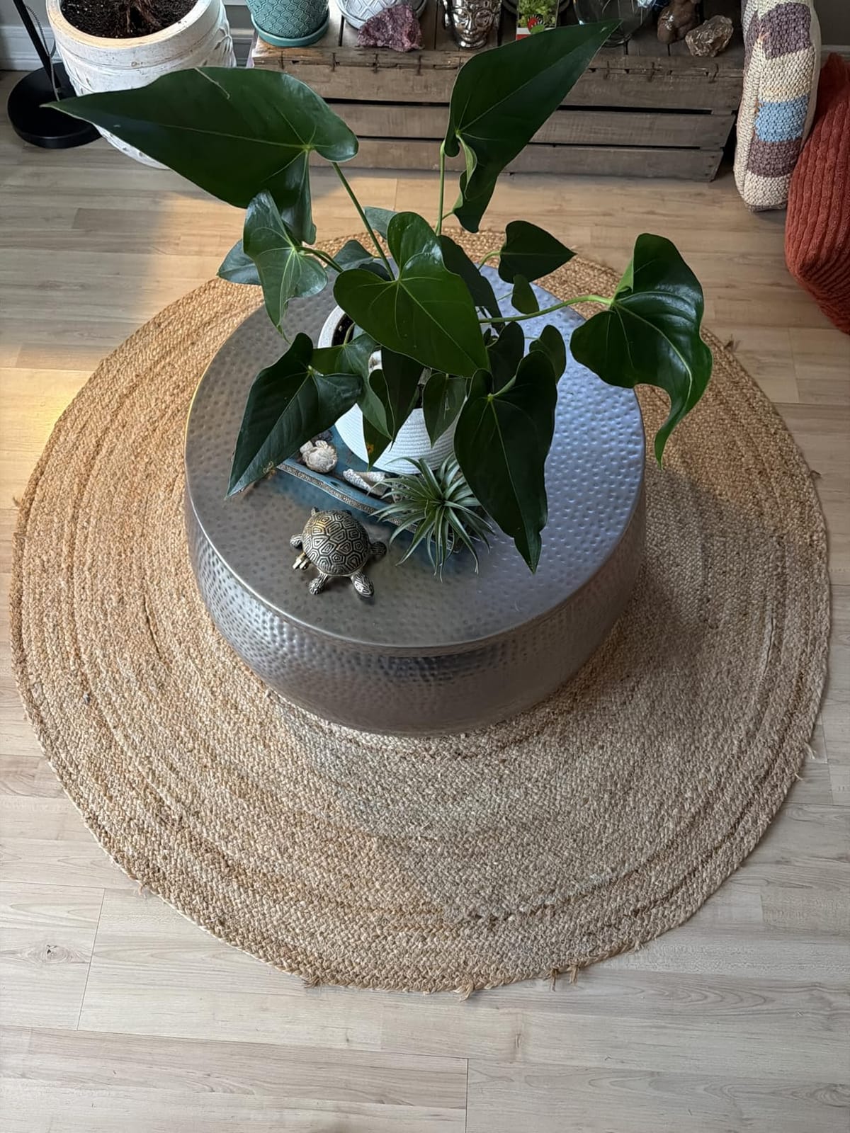 Hausattire Jute Braided Area Rug, Natural, 4x6 ft | 100% natural jute, hand woven, reversible, boho farmhouse style, kitchen/living room, indoor/outdoor customer photo 1