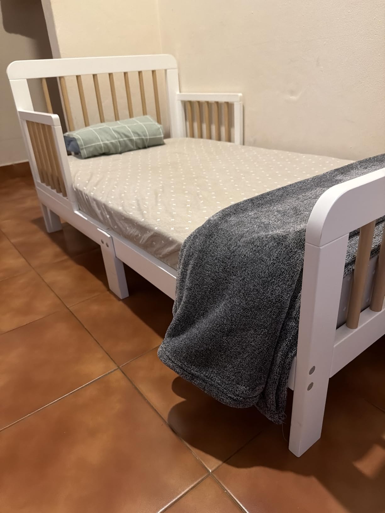 Storkcraft Pasadena Toddler Bed, White with Driftwood | GREENGUARD Gold Certified, Fits Standard Full-Size Crib & Toddler Mattress, Toddler Safety Guardrails Included, Easy Assembly customer photo 2