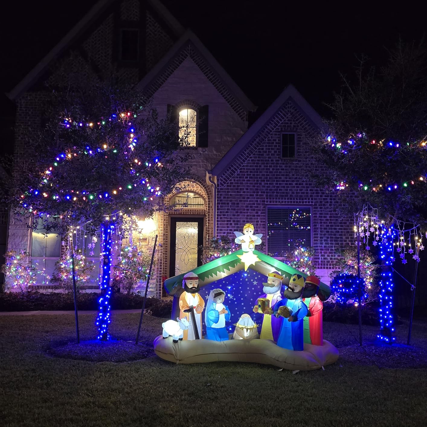 8 FT Christmas Inflatables Nativity Scene Outdoor Decorations, Christmas Blow Up Yard Decorations Nativity Sets for Garden Lawn Xmas Decor customer photo 1