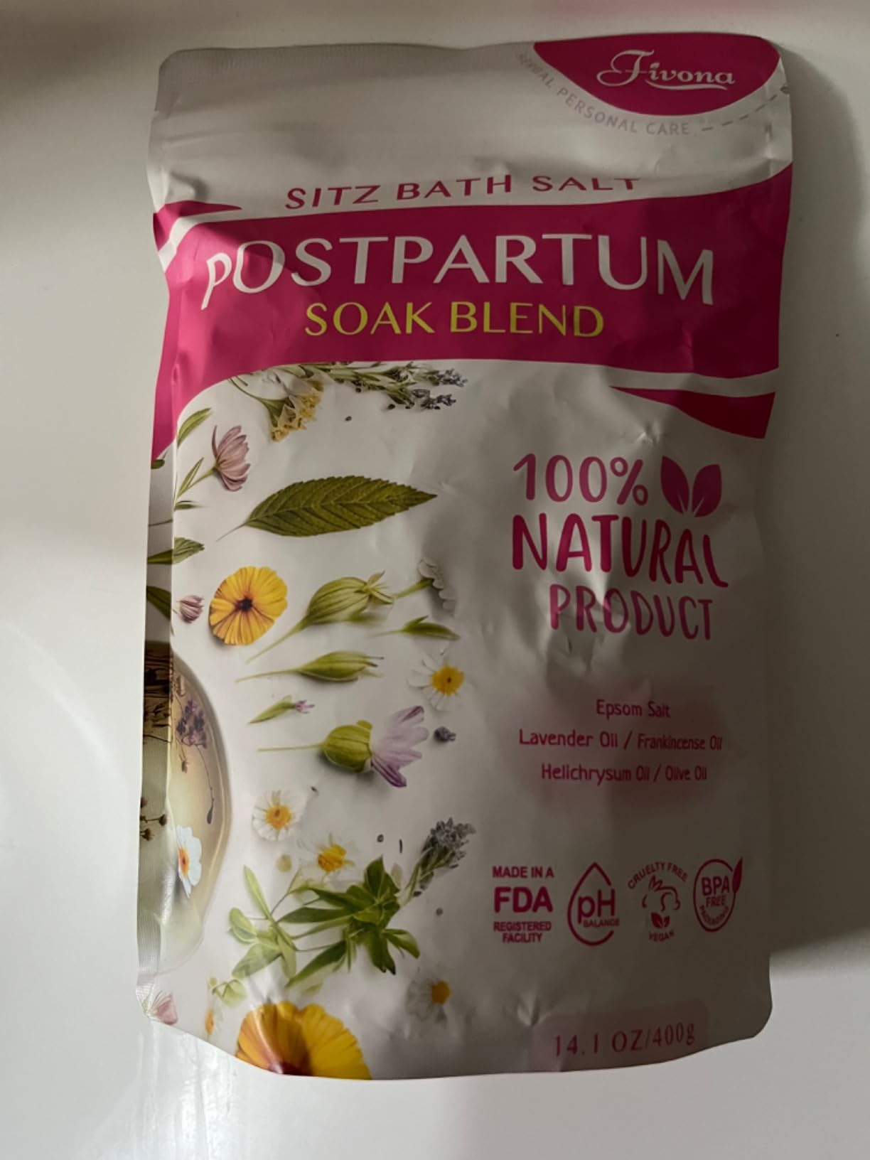 Postpartum Care Sitz Bath Salt - Soak Blend Epsom Salt with Essential Oils, Soothing Hemorrhoid Treatment, Perineal Healing After Birth, New Mom Essentials customer photo 1