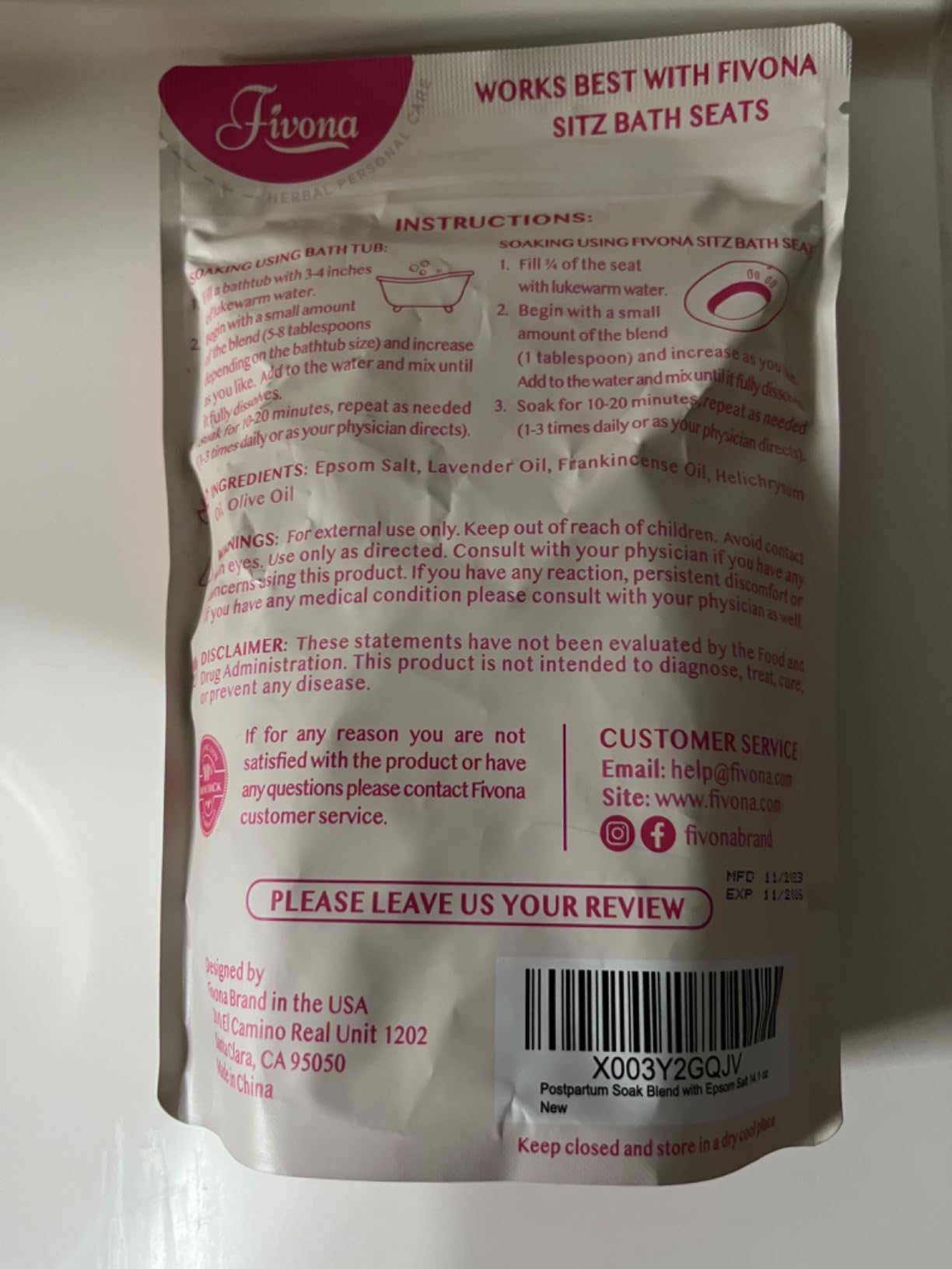 Postpartum Care Sitz Bath Salt - Soak Blend Epsom Salt with Essential Oils, Soothing Hemorrhoid Treatment, Perineal Healing After Birth, New Mom Essentials customer photo 2