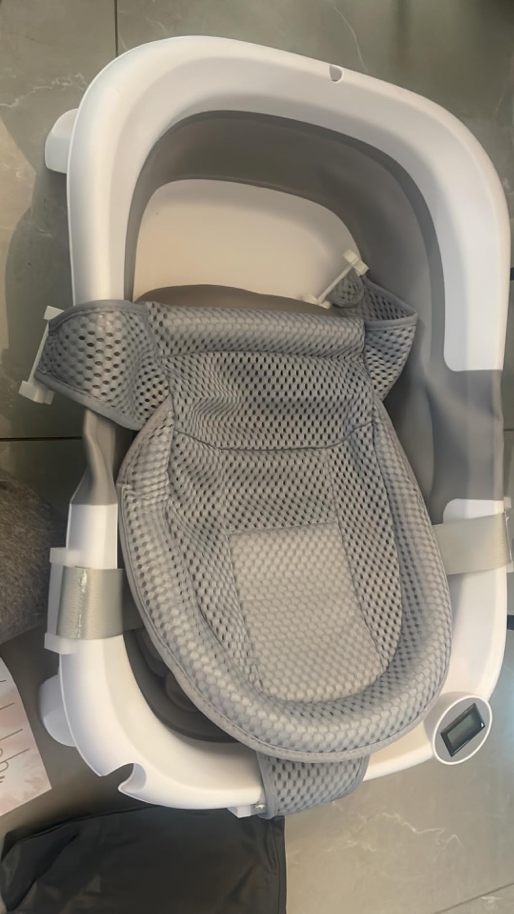 BEBELEH Collapsible Baby Bathtub with Thermometer - Bathtub + Baby tub Sling + Newborn Sling - Baby Bathtub Newborn to Toddler 0-24 Months - The Ultimate Baby Bath Tub! (with Thermometer, Gray) customer photo 2