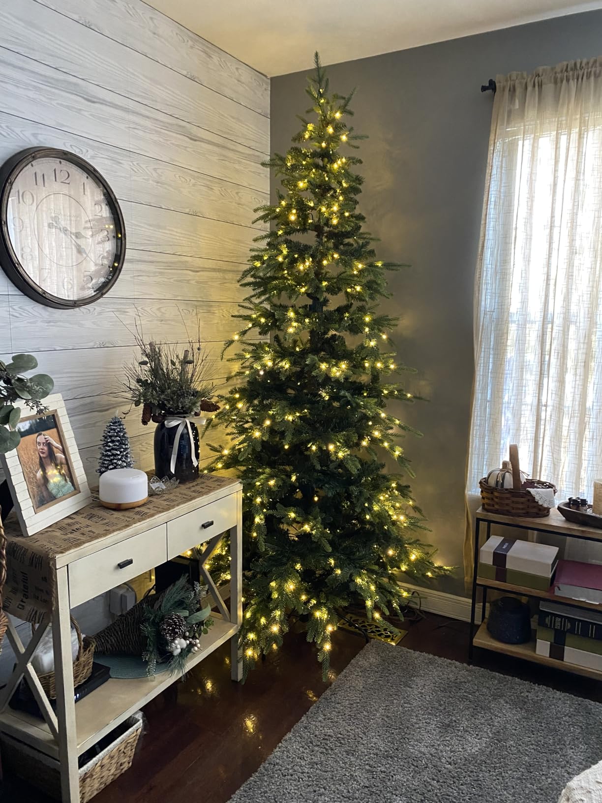 Best Choice Products 7.5ft Pre-Lit Artificial Aspen Slim Christmas Tree, Noble Holiday Décor w/ 2,136 Branch Tips, 2-in-1 Multicolor LED Lights, Cordless Connection, Metal Stand customer photo 1
