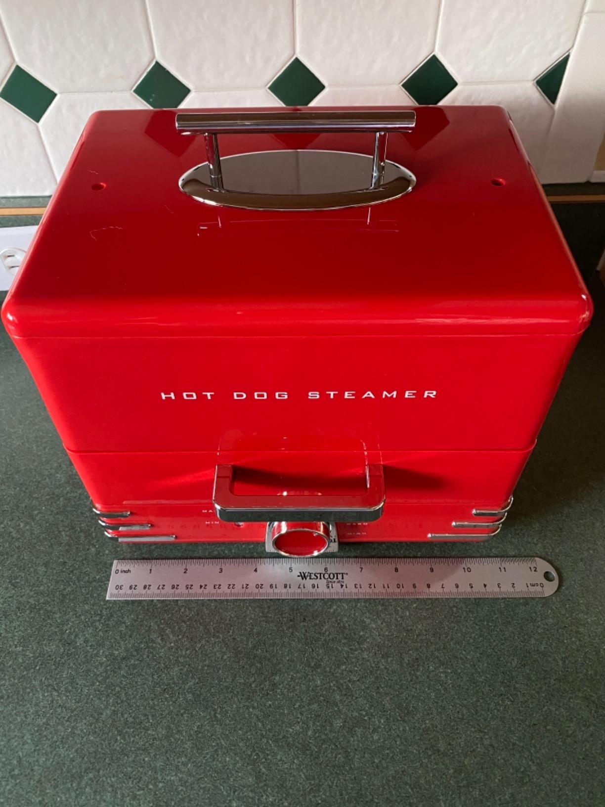 Nostalgia, Game Day Hot Dog Steamer and Bun Warmer, Fits 20 Dogs and 8 Buns, Steams Pot Stickers, Veggies, Potatoes, and Other Appetizers or Toppings customer photo 1