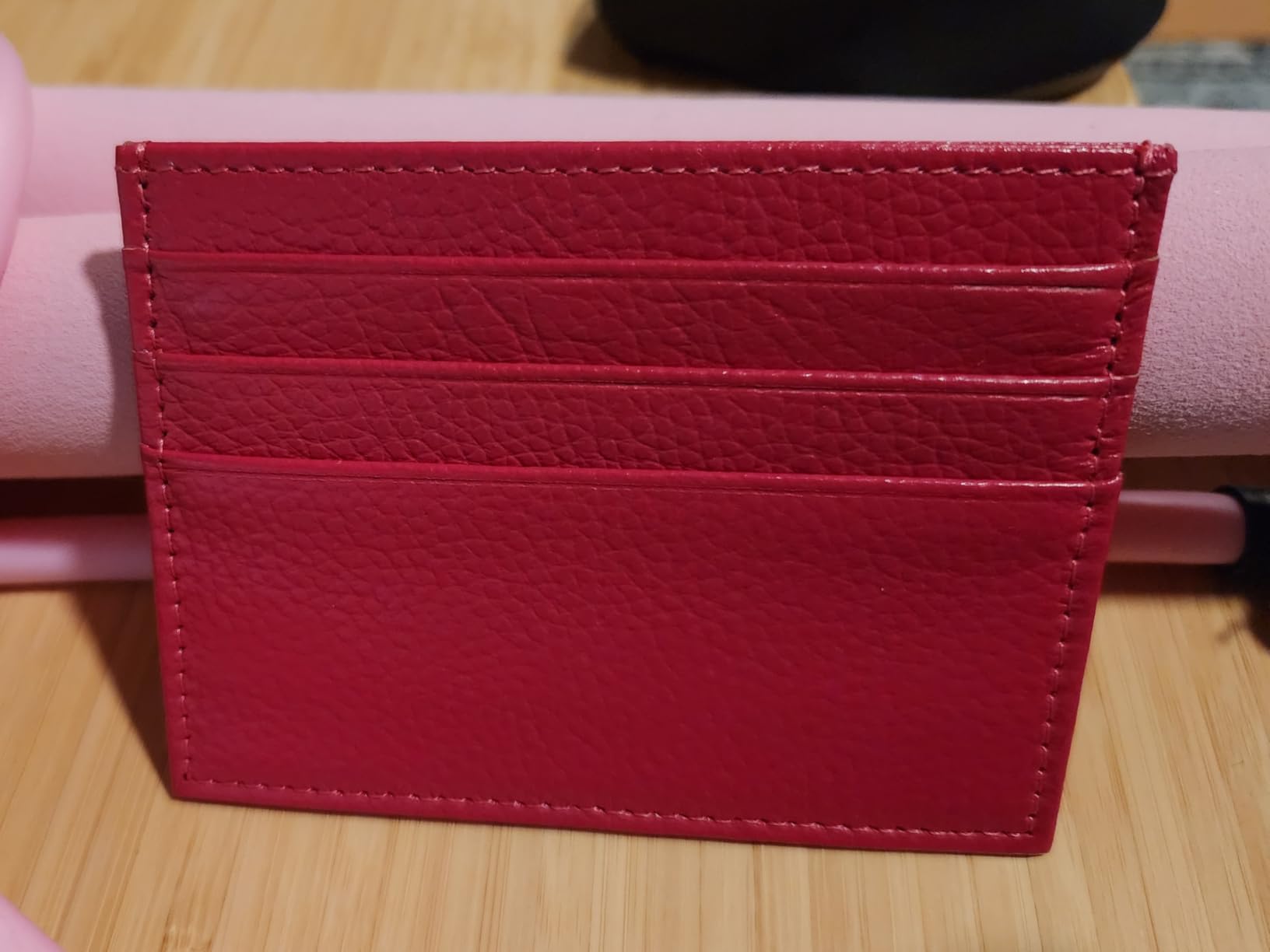 WOXVM Credit Card Holder Wallet RFID Blocking Slim Credit Card Cases Holder Premium Leather Minimalist Front Pocket Small Wallet with 6 Card Slots and 1 Pockets for Men Women (Black) customer photo 1