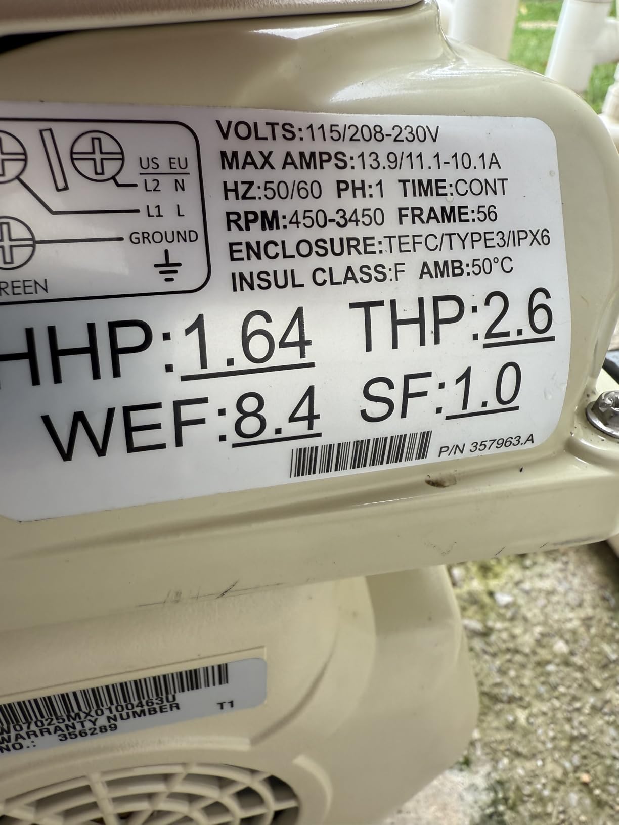 Pentair 011533 WhisperFlo VST Variable Speed Pool Pump, 2.6 THP customer photo 2
