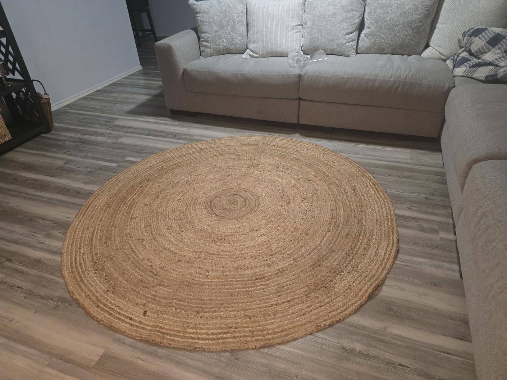 HOMEMONDE Solid Braided Jute Area Rug | Handwoven Reversible Natural Fiber Boho Farmhouse Carpet for Living Room, Bedroom & Dining Room | 8' x 10' | Natural customer photo 1