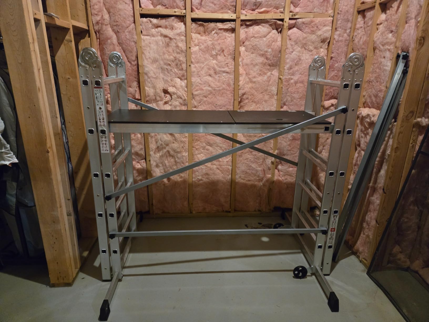 APARECIUM 10' Foldable Aluminum Scaffolding Ladder, Multipurpose Rolling Work Platform, Scaffold Tower, Ladder Stool Bench, Adjustable Platform, 330 Lbs Duty Rate customer photo 2